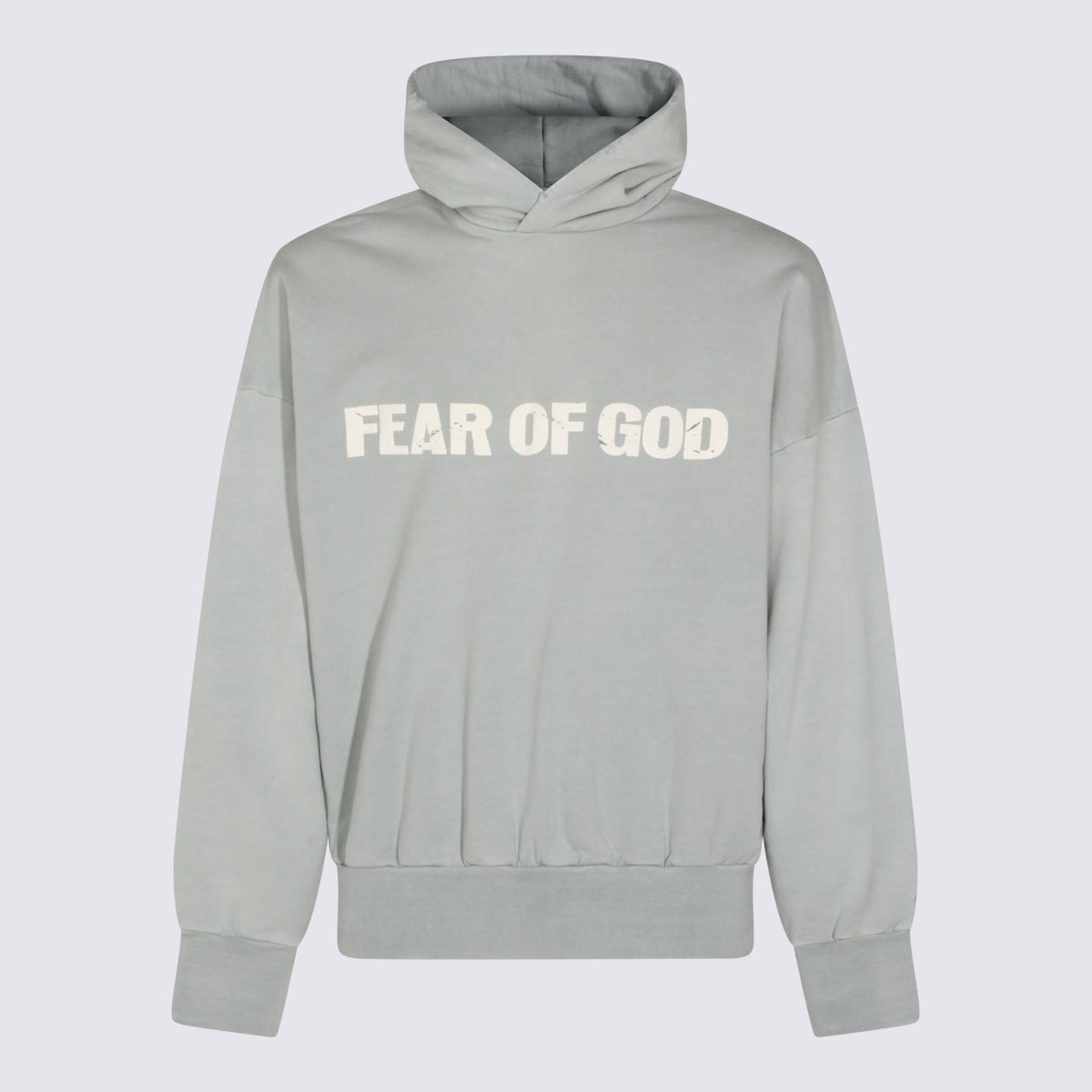 Fear Of God Cozy Hoodie With Printed Design Ribbed Cuffs Hem In Gray
