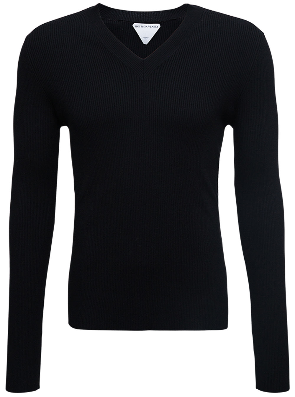 Bottega Veneta Black Long-sleeved Ribbed Wool Sweater