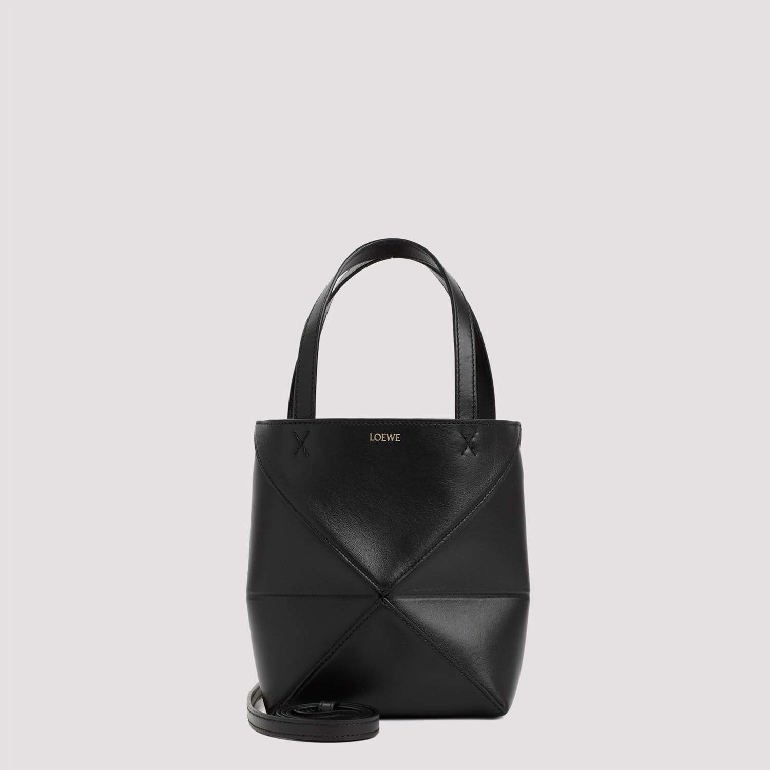 Loewe Mini Puzzle Fold Tote Bag In Black