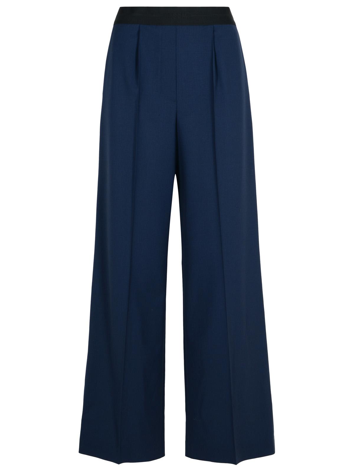 Shop Msgm Navy Virgin Wool Pants