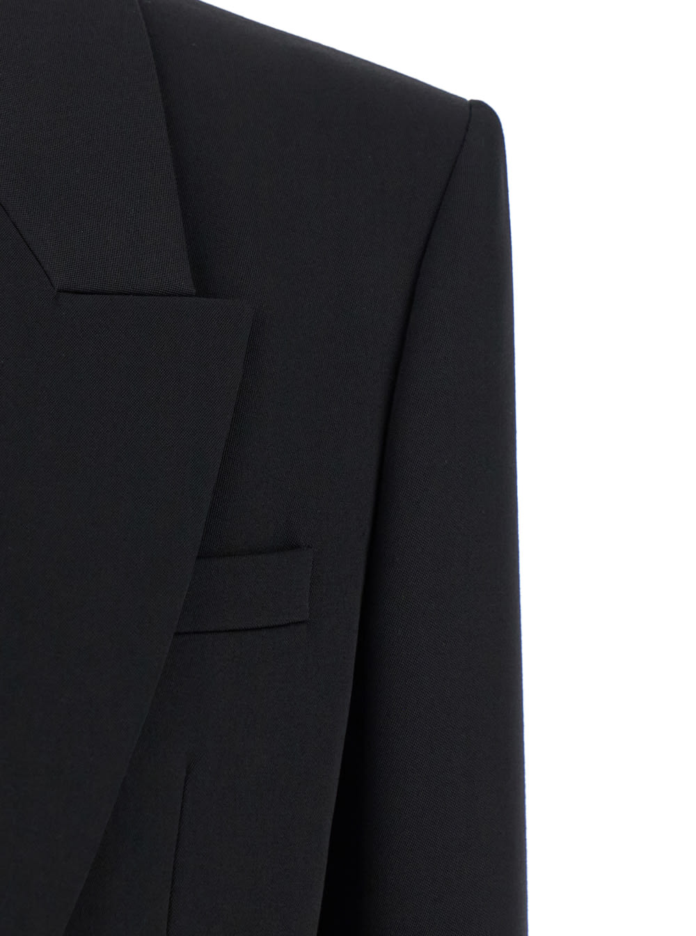 Shop Saint Laurent Black Single-breastet Jacket With Peak Revers In Wool Woman