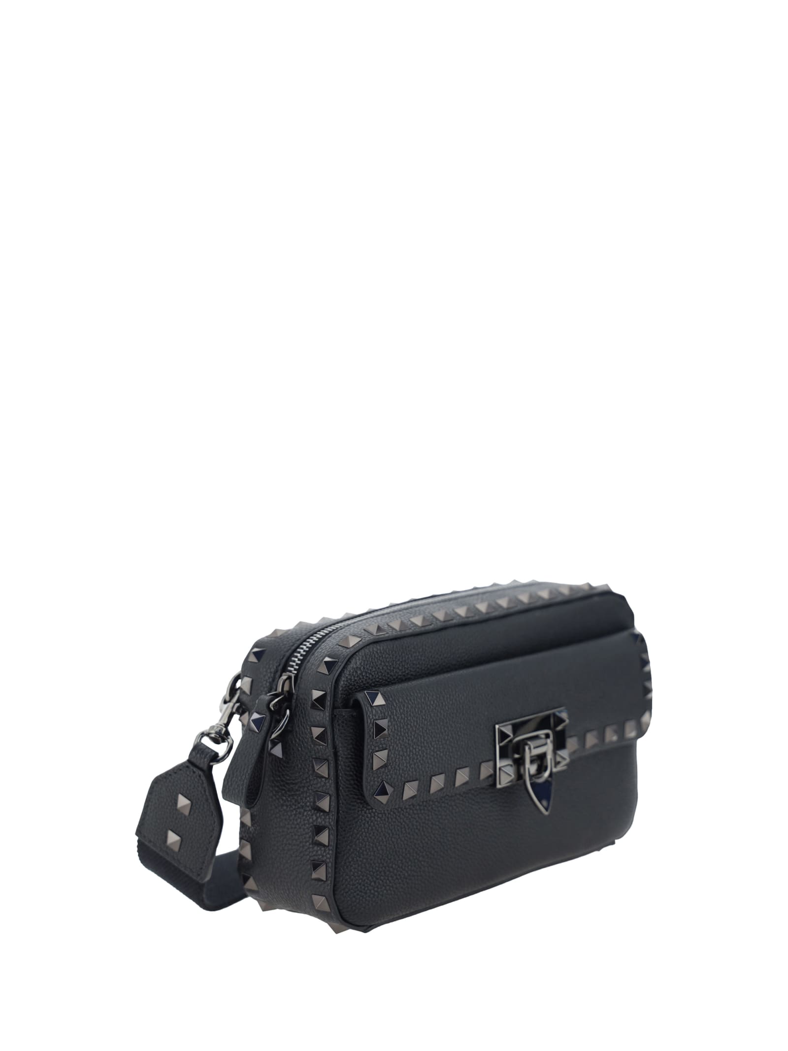 Shop Valentino Garavani Rockstud Shoulder Bag In Black