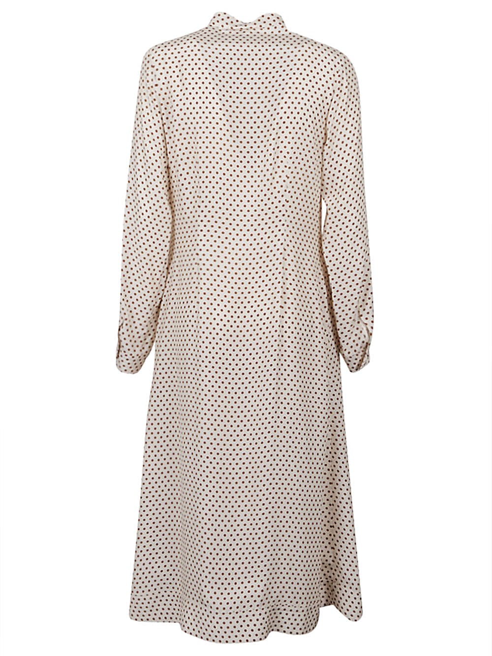 Crida Milano Polka Dot Silk Midi Dress In White