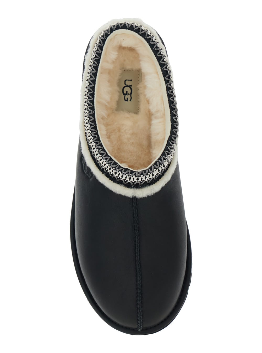 Ugg Round Toe Flat Sole Embroidered Sandals In Black
