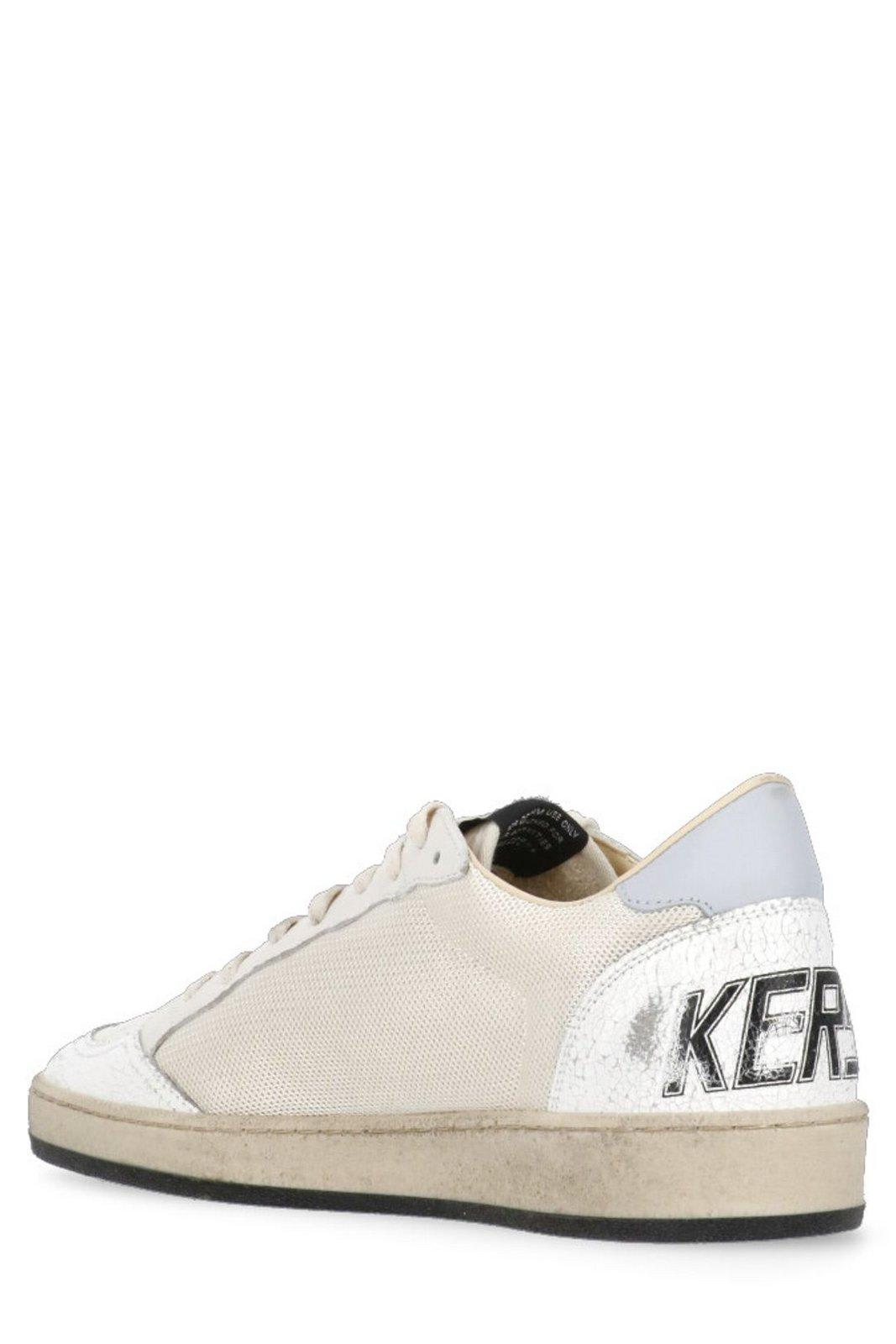 Shop Golden Goose Star Patch Lace-up Sneakers In White/cream/ Gray
