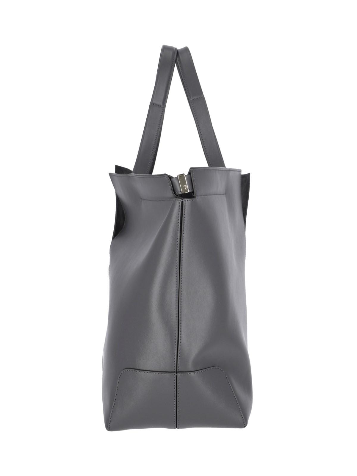 Shop Tod's Medium Tote Bag Di Folio In Grigio