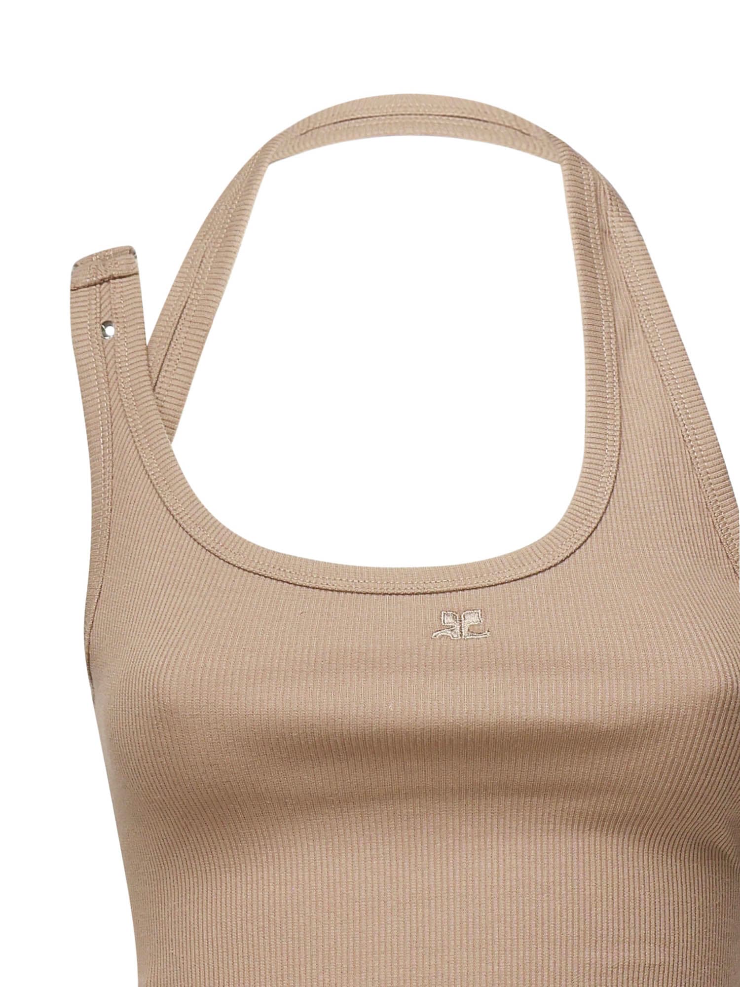 Courrèges Tank Top With Asymmetrical Buckle In Brown