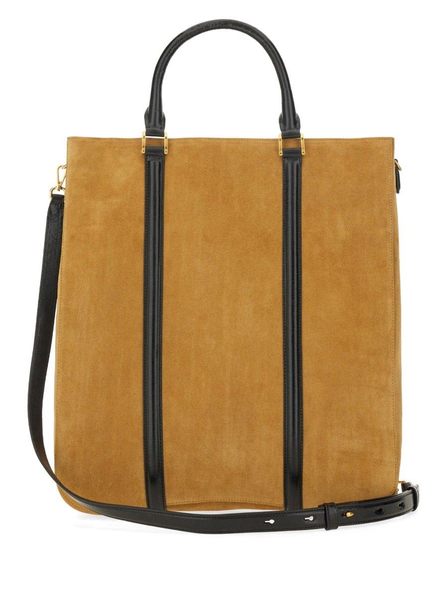 Ami Alexandre Mattiussi Paris Paris North South Tote Bag Brown In Beige