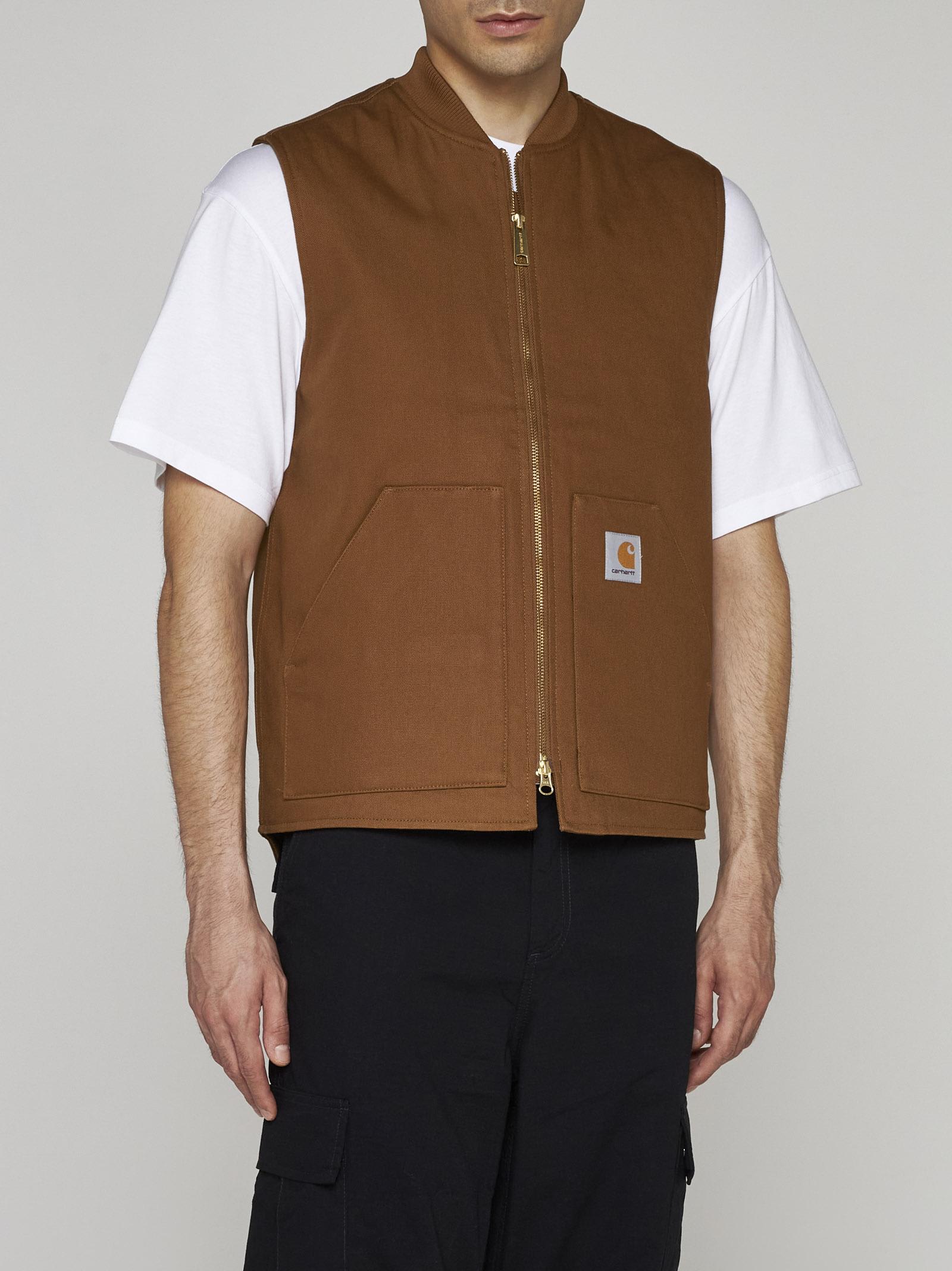 Carhartt Logo-patch Zipped Vest In Hamilton Brown
