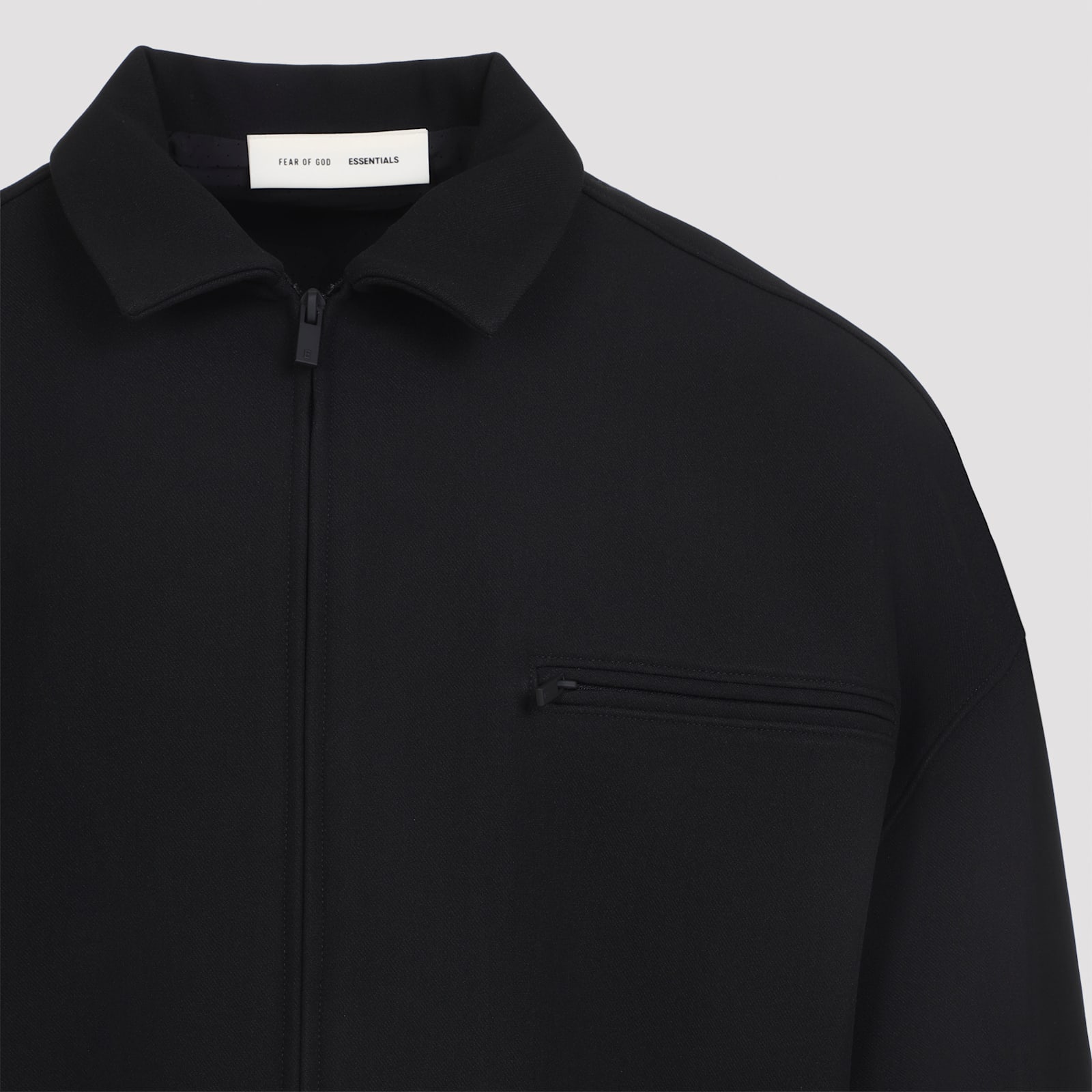 Fear Of God Bonded Canvas Zip-up Jacket In Black