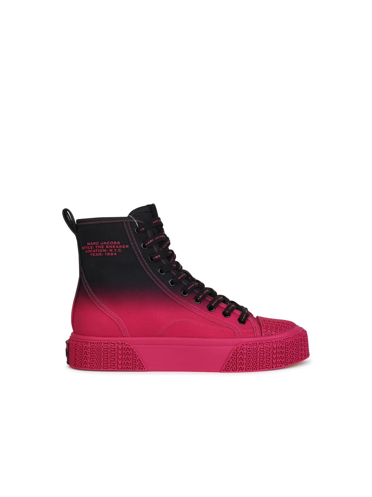 Shop Marc Jacobs Hight Top Black And Fuchsia Tela Sneakers In Multicolor