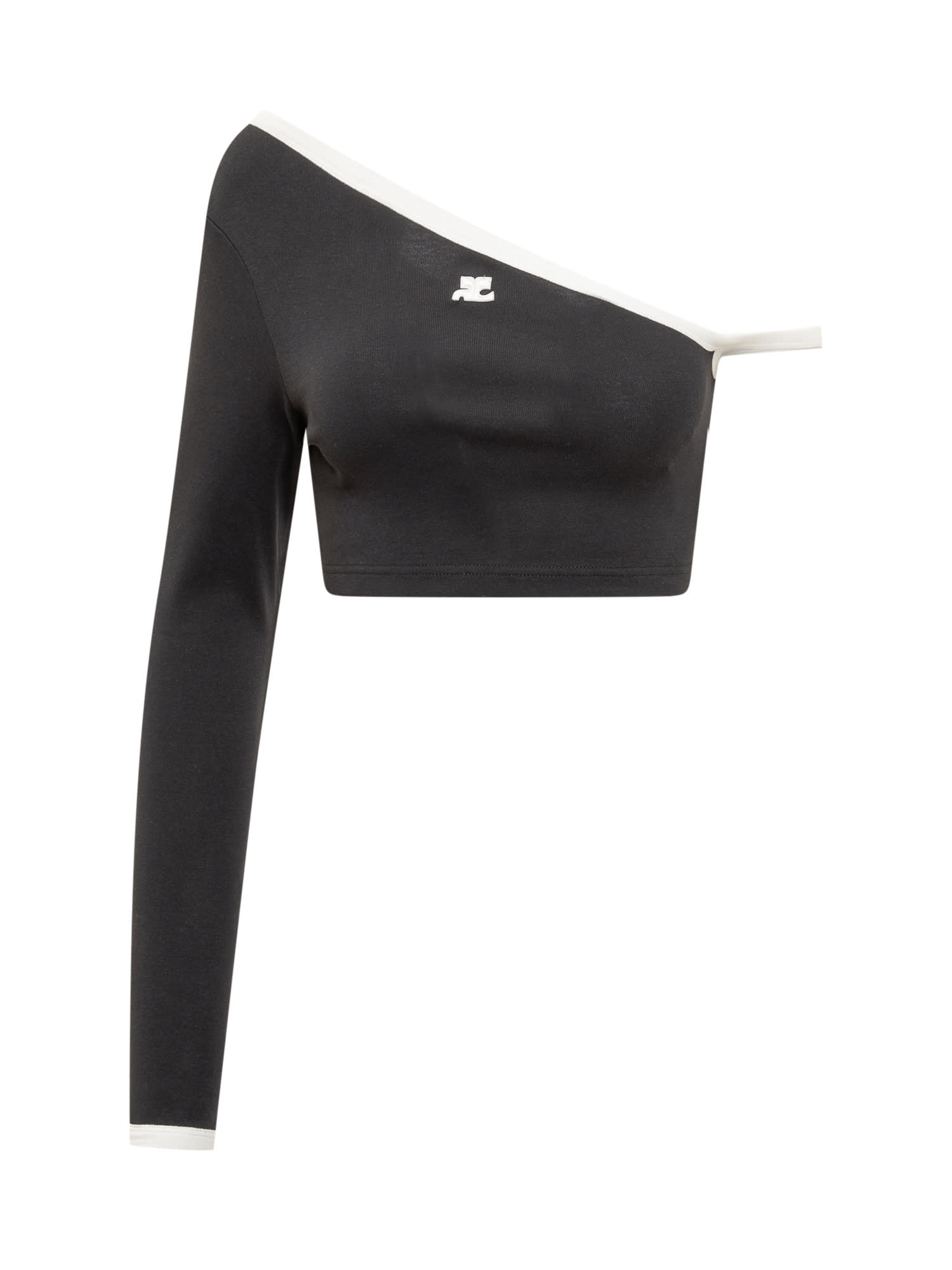 Shop Courrèges Cropped Top In Nero