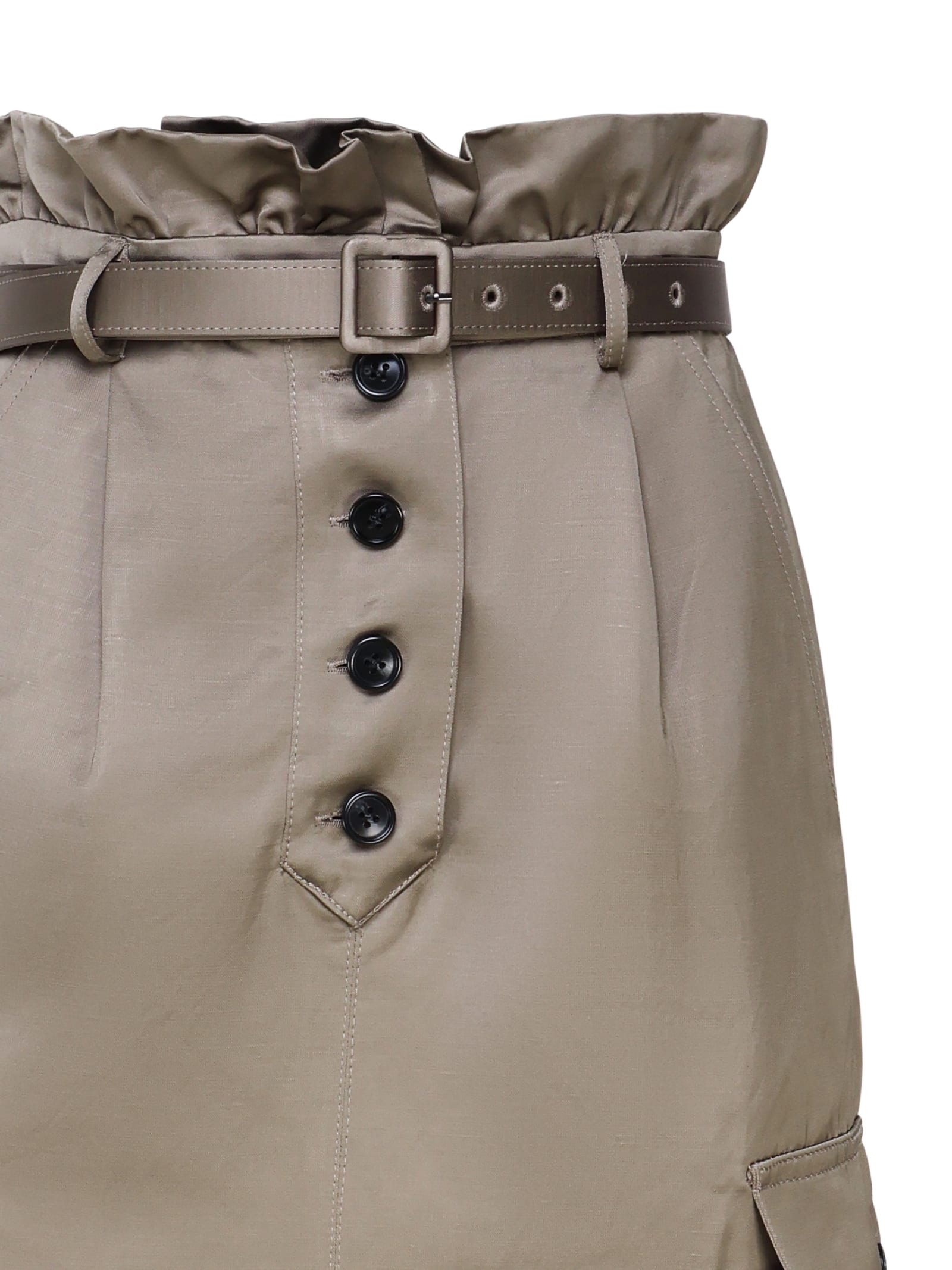 Shop Self-portrait Cargo Skirt In Satin In Beige