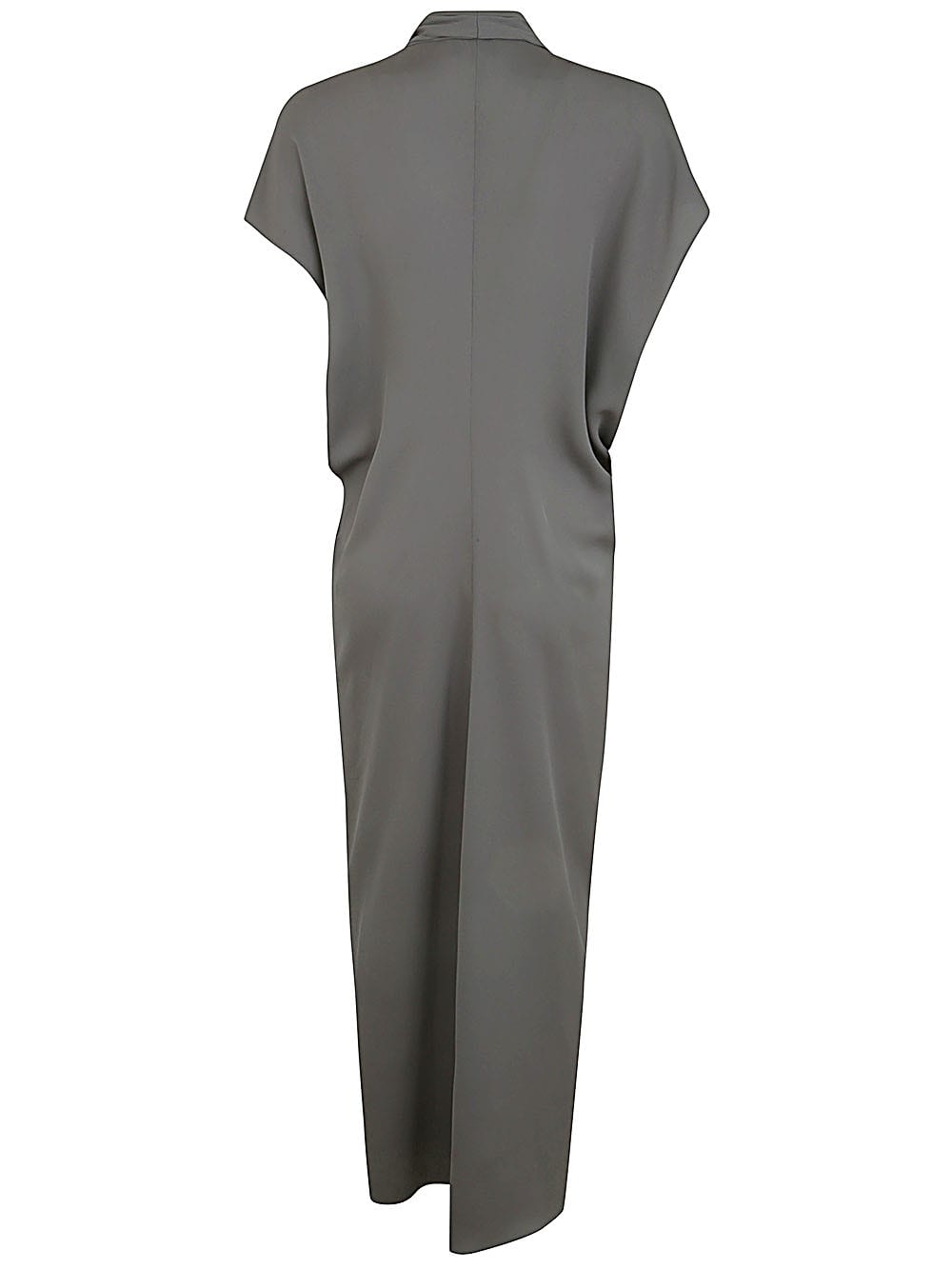 Shop Giorgio Armani V Neck Long Dress In Grey