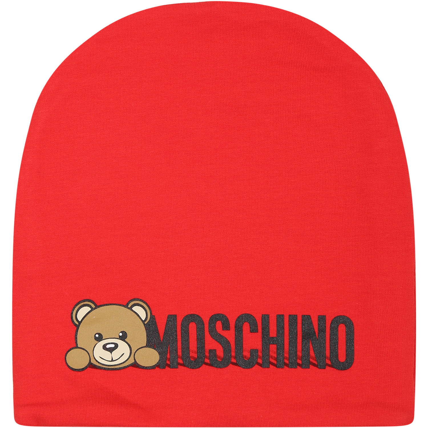 Moschino Rouge Hat For Baby Kids With Teddy Bear And Logo