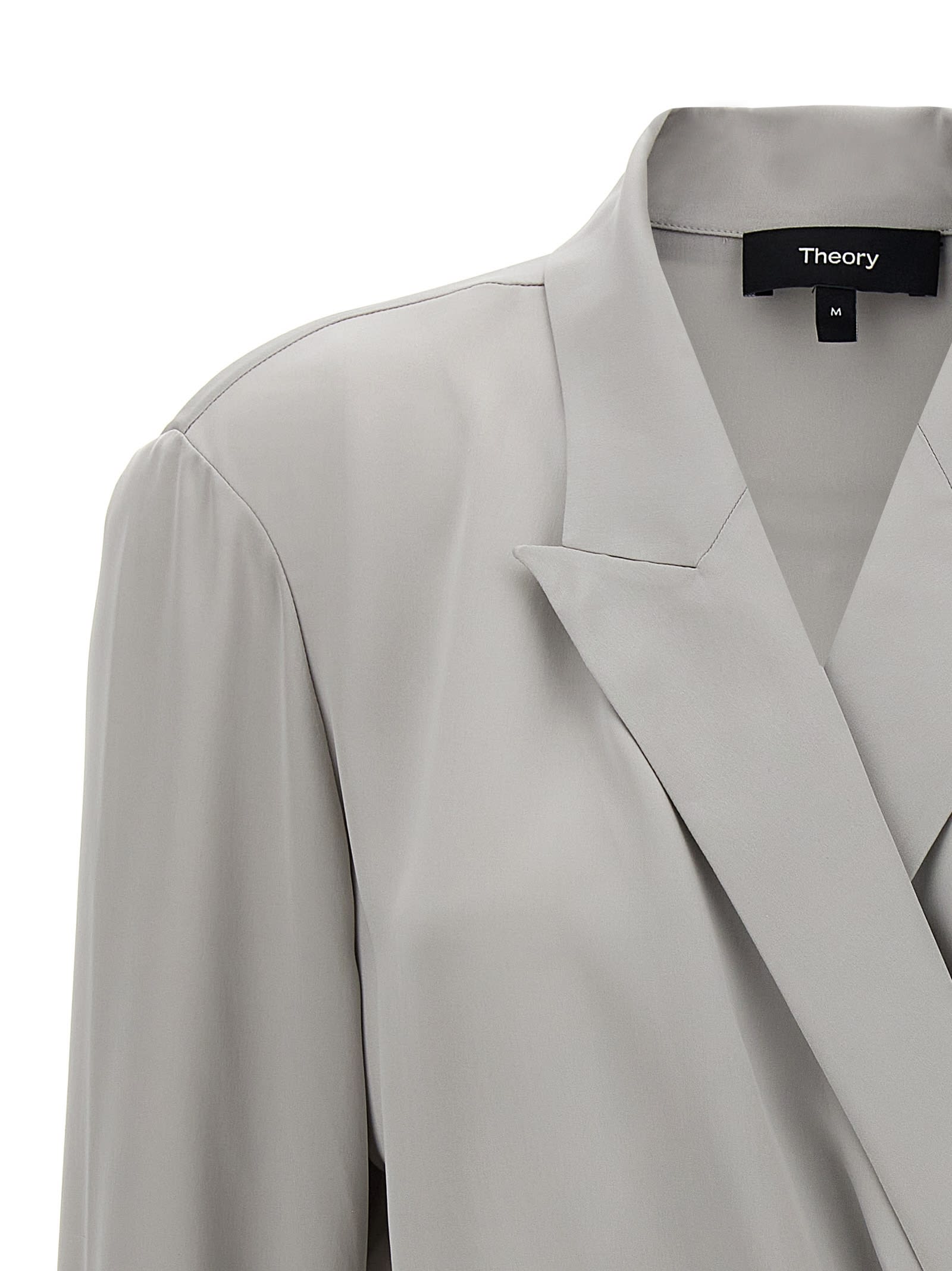 Theory 'pk Label Wrap' Blouse In Gray