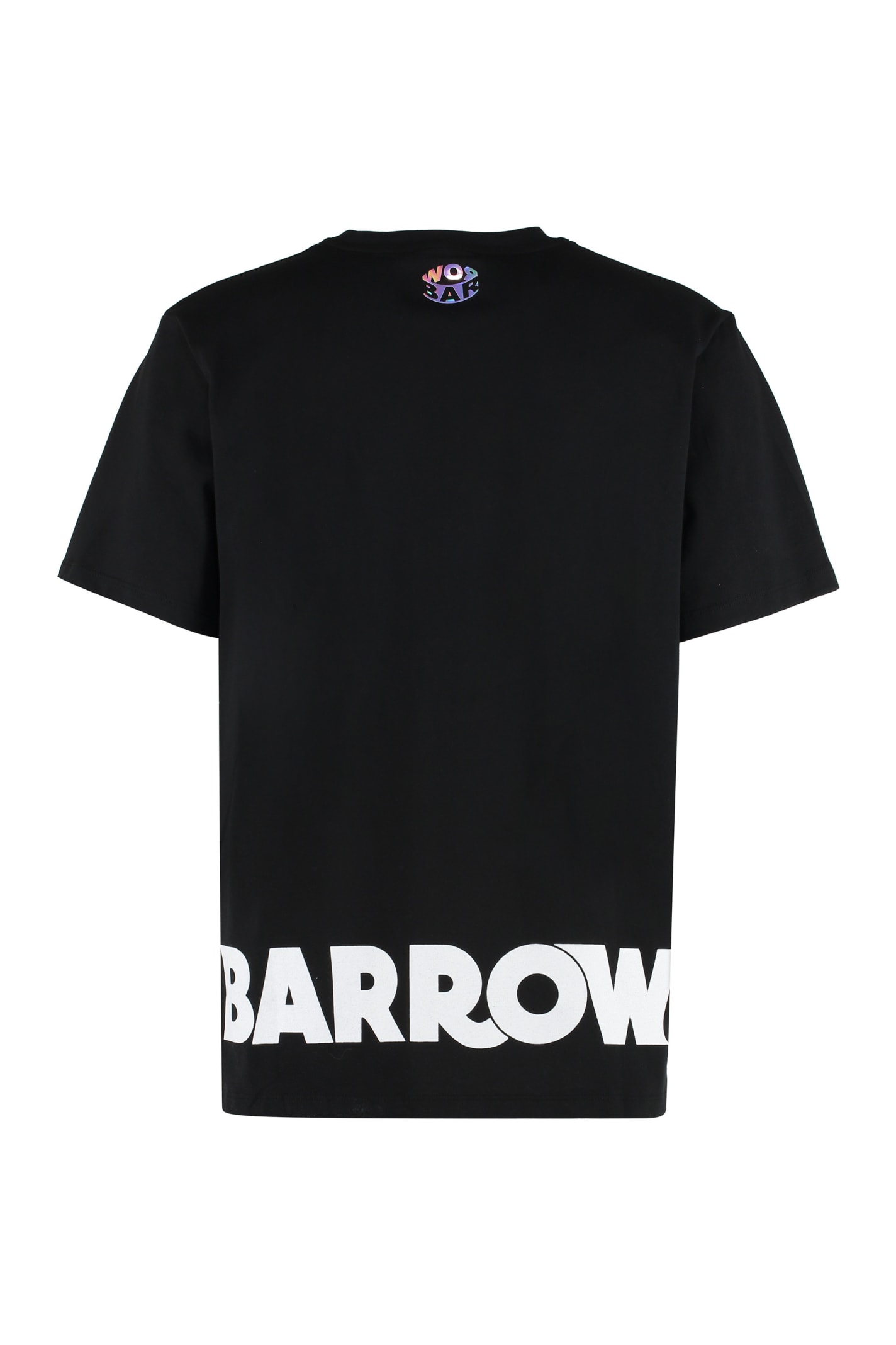 Shop Barrow Printed Cotton T-shirt In Black