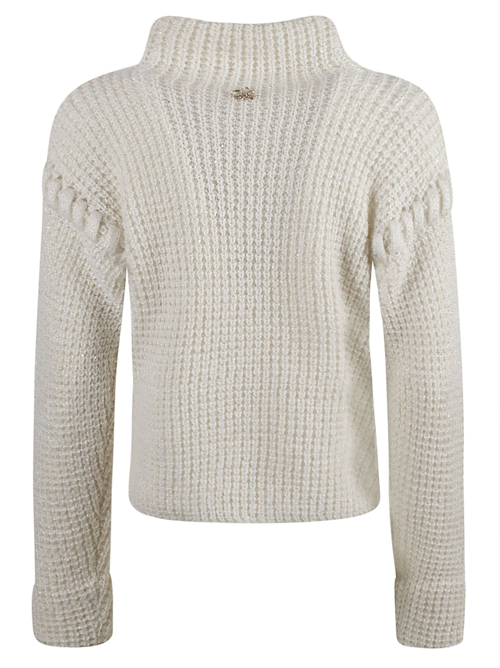 Shop Genny Rib Knit Sweater In Cream