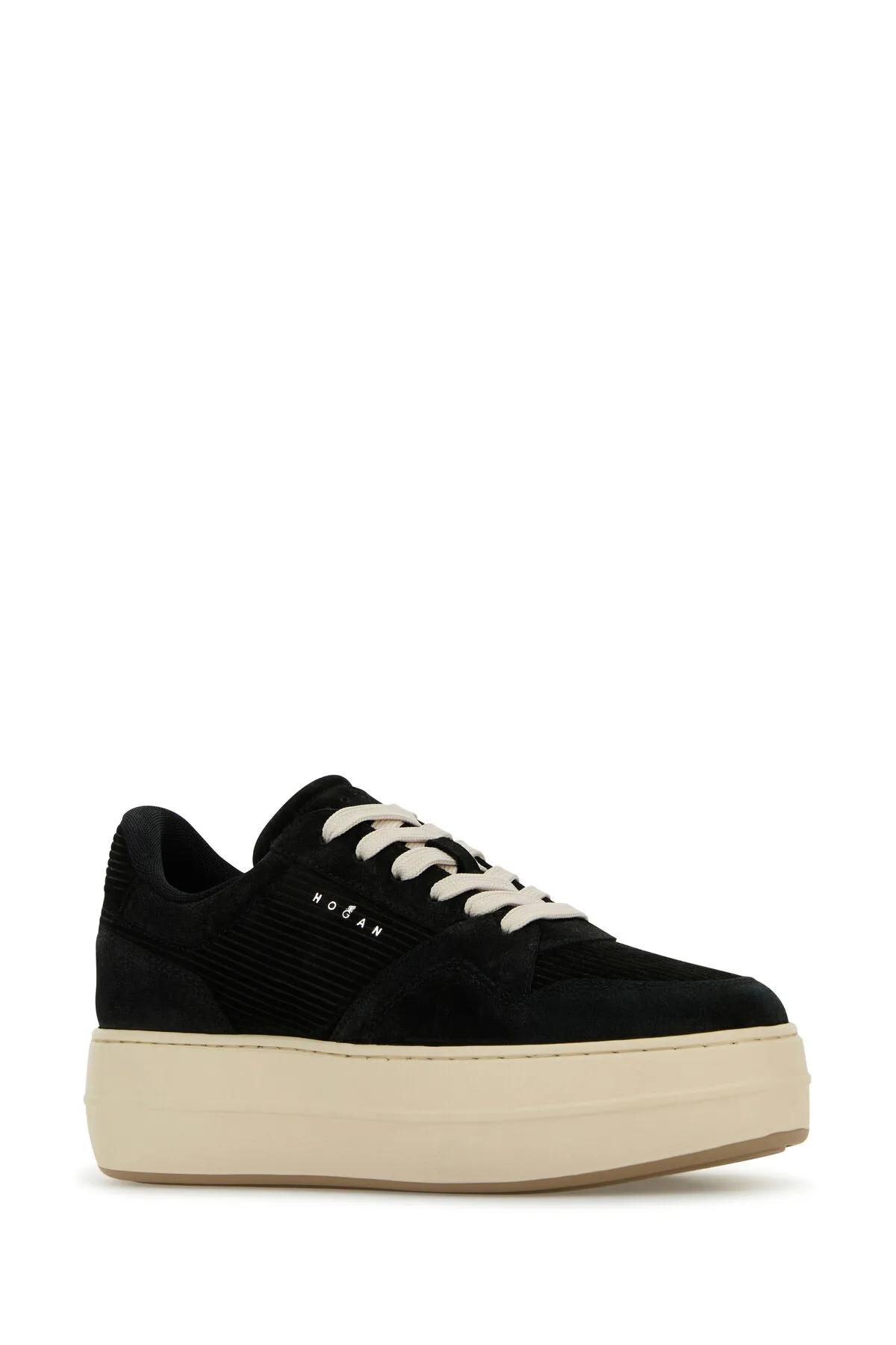 Shop Hogan Black Suede Skyscraper Sneakers In Nero