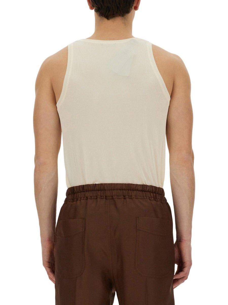 Shop Tom Ford Crewneck Ribbed Tank Top In Ivory