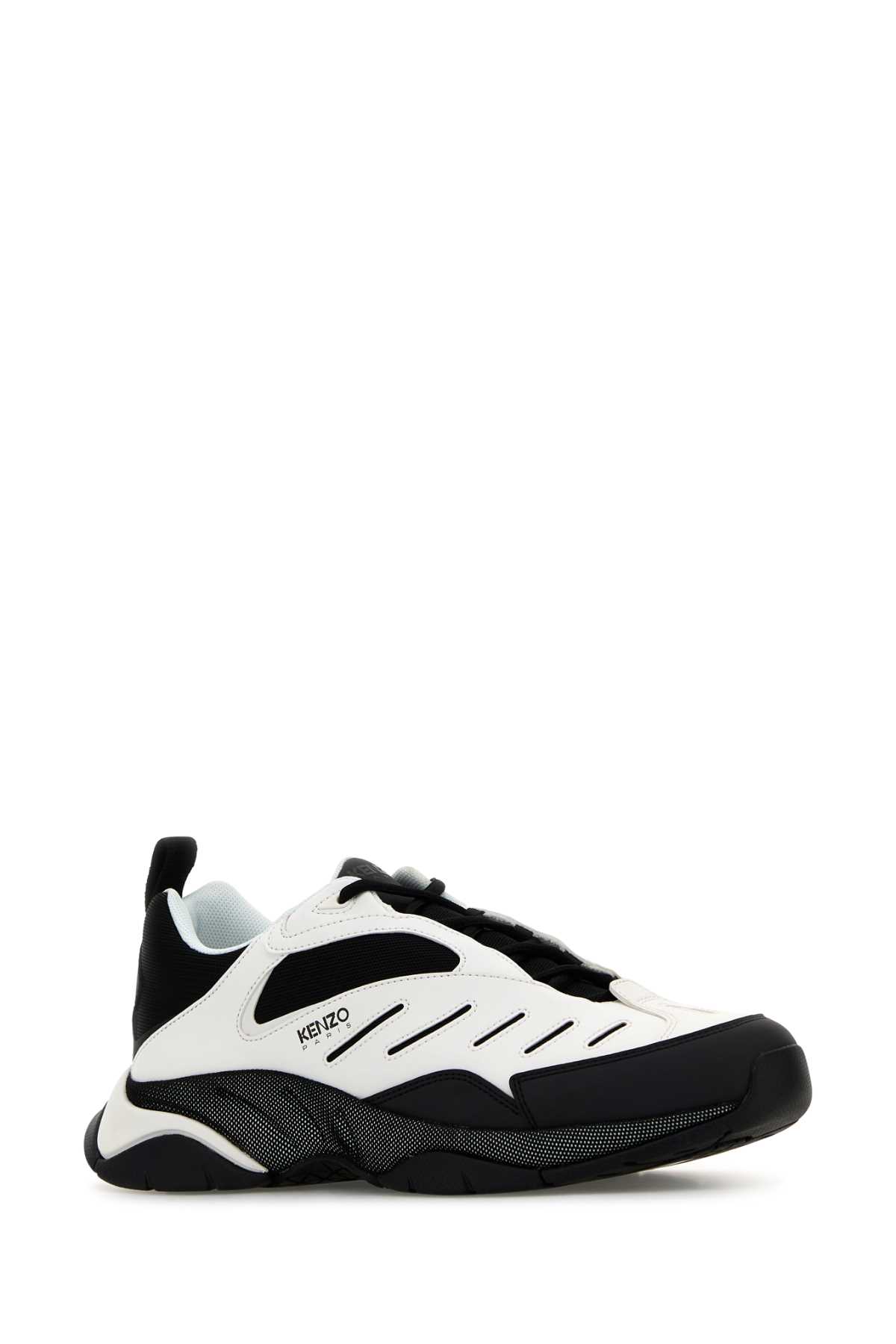 Kenzo Two-tone Fabric And Synthetic Leather X-trainer Sneakers In Blanc