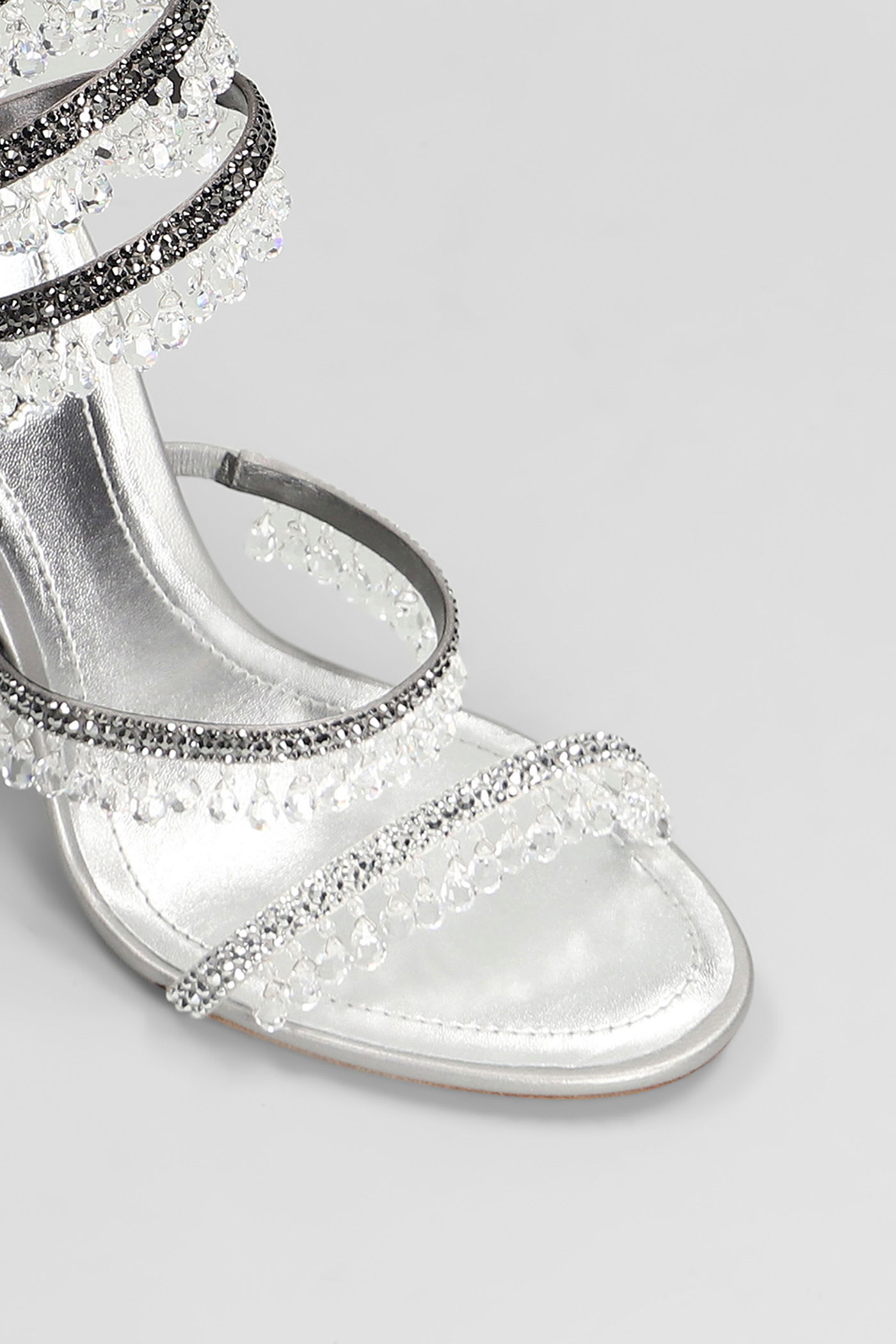 René Caovilla Chandelier Sandals In Silver Leather In Silver
