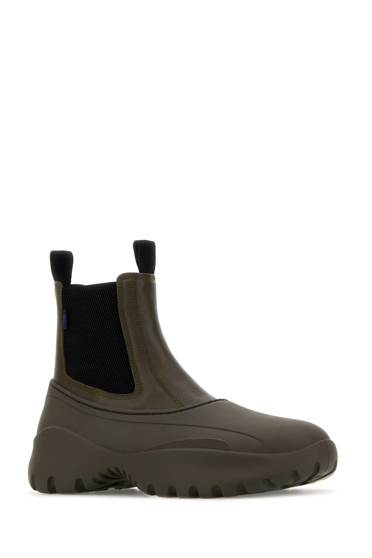 Shop Burberry Dove Grey Leather And Rubber Chelsea Scoot Ankle Boots In Loch