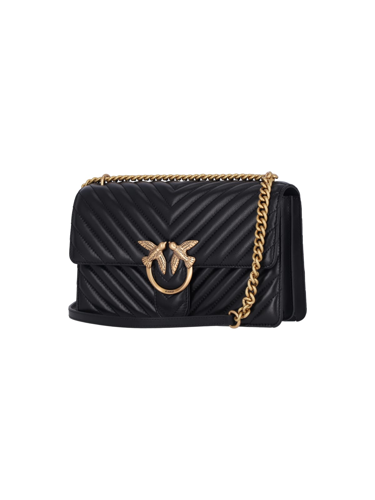 Shop Pinko Classic Love One Crossbody Bag In Black