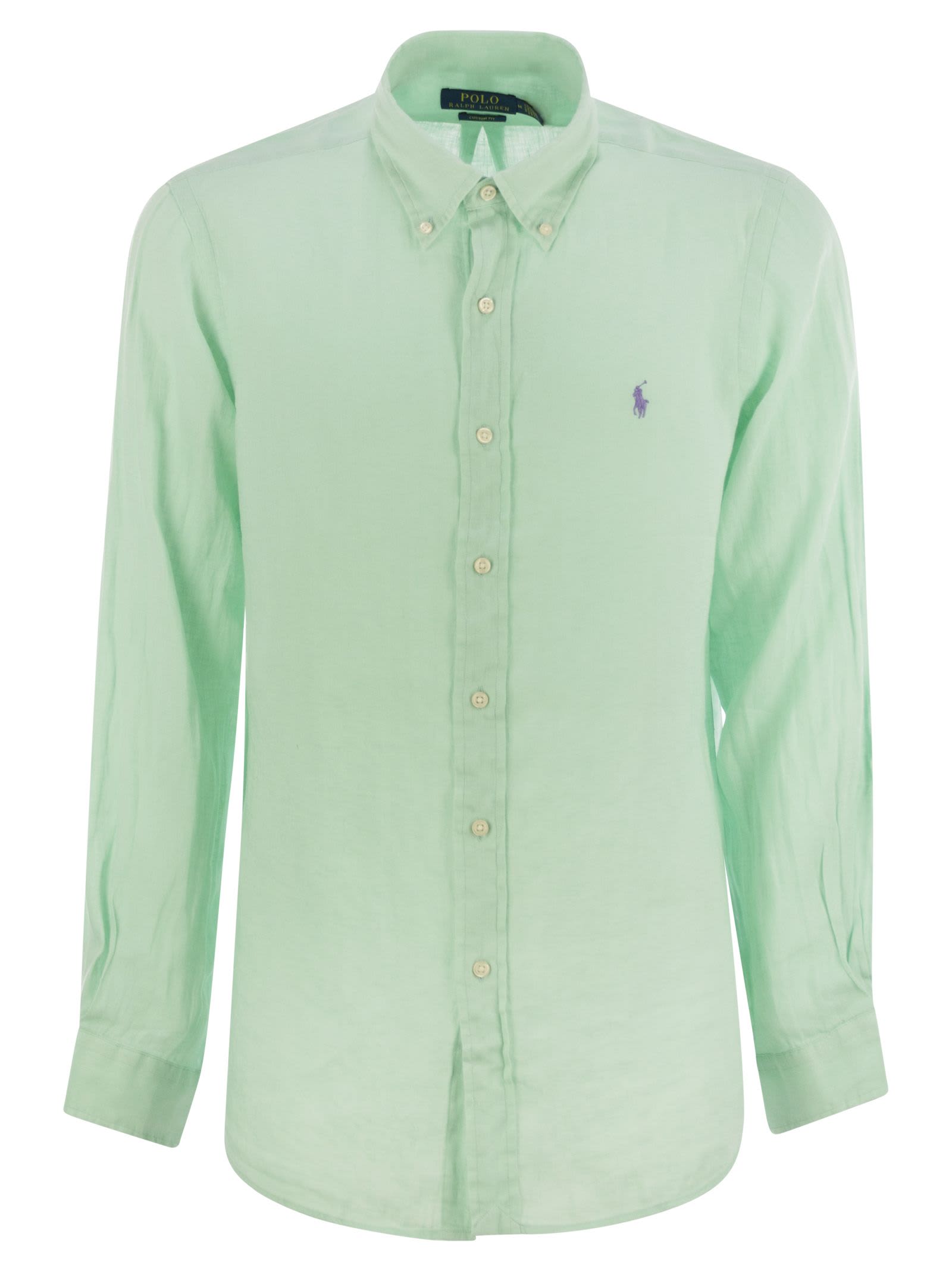 Ralph Lauren Custom-fit Linen Shirt In Green