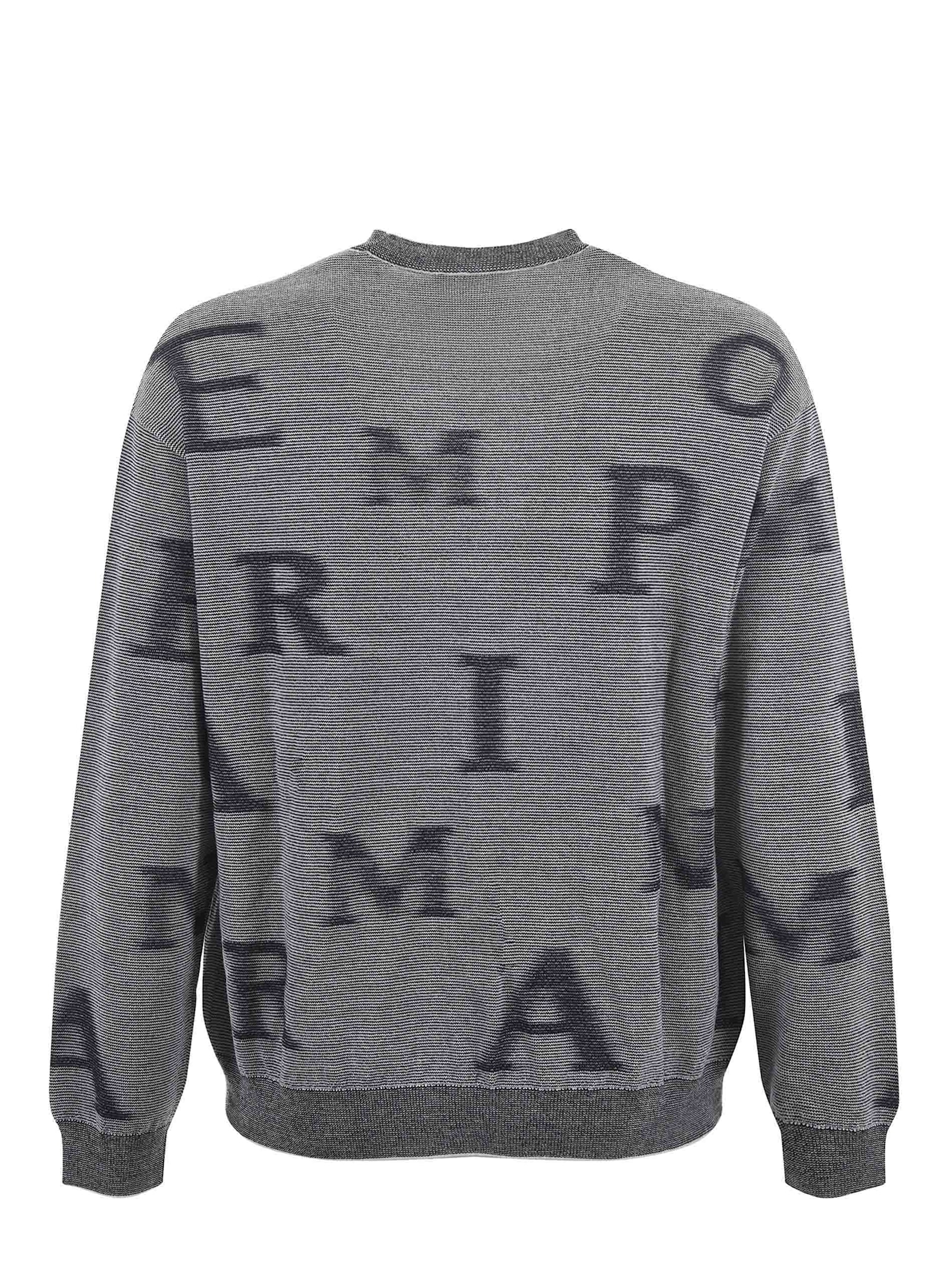 Shop Emporio Armani Sweater In Grigio/blu Scuro