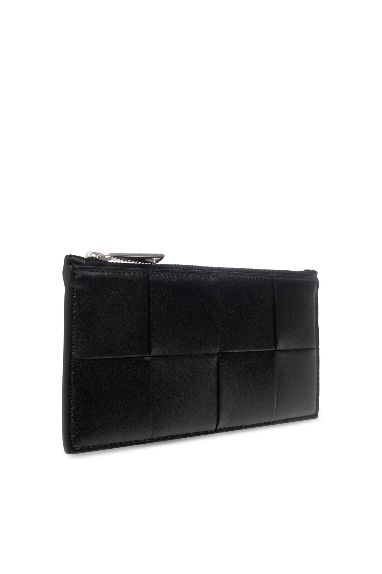 Shop Bottega Veneta Leather Card Case In Black