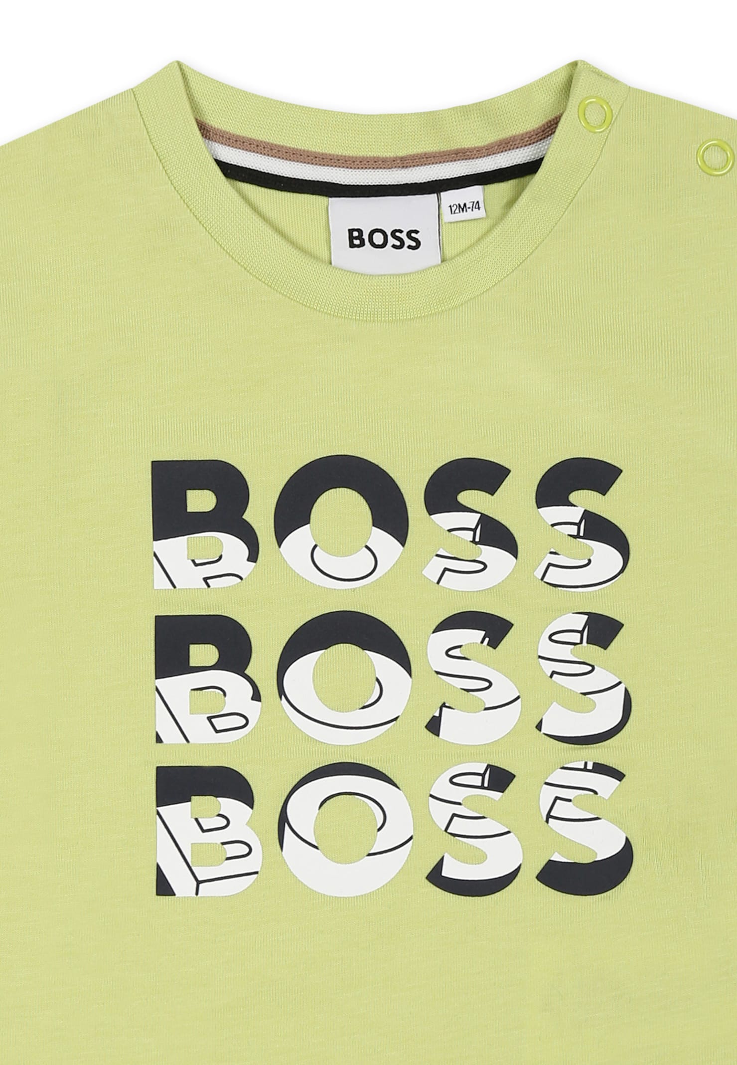 Hugo Boss Green T-shirt For Baby Boy With Logo In Green