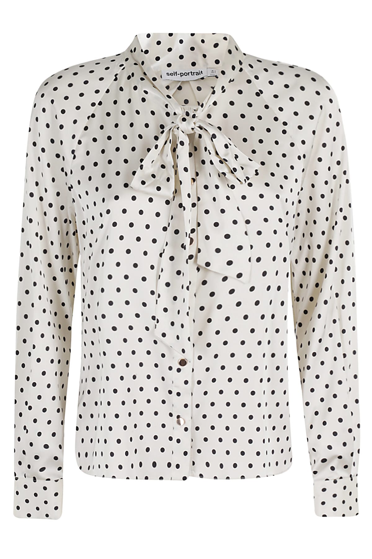 Shop Self-portrait Polka Dot Satin Blouse In Cream