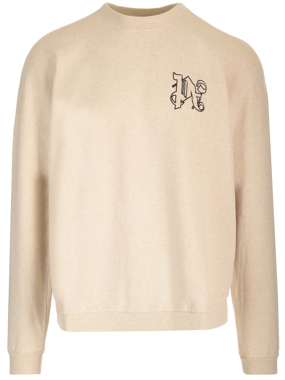 Palm Angels Monogram Crewneck Sweatshirt In Beige