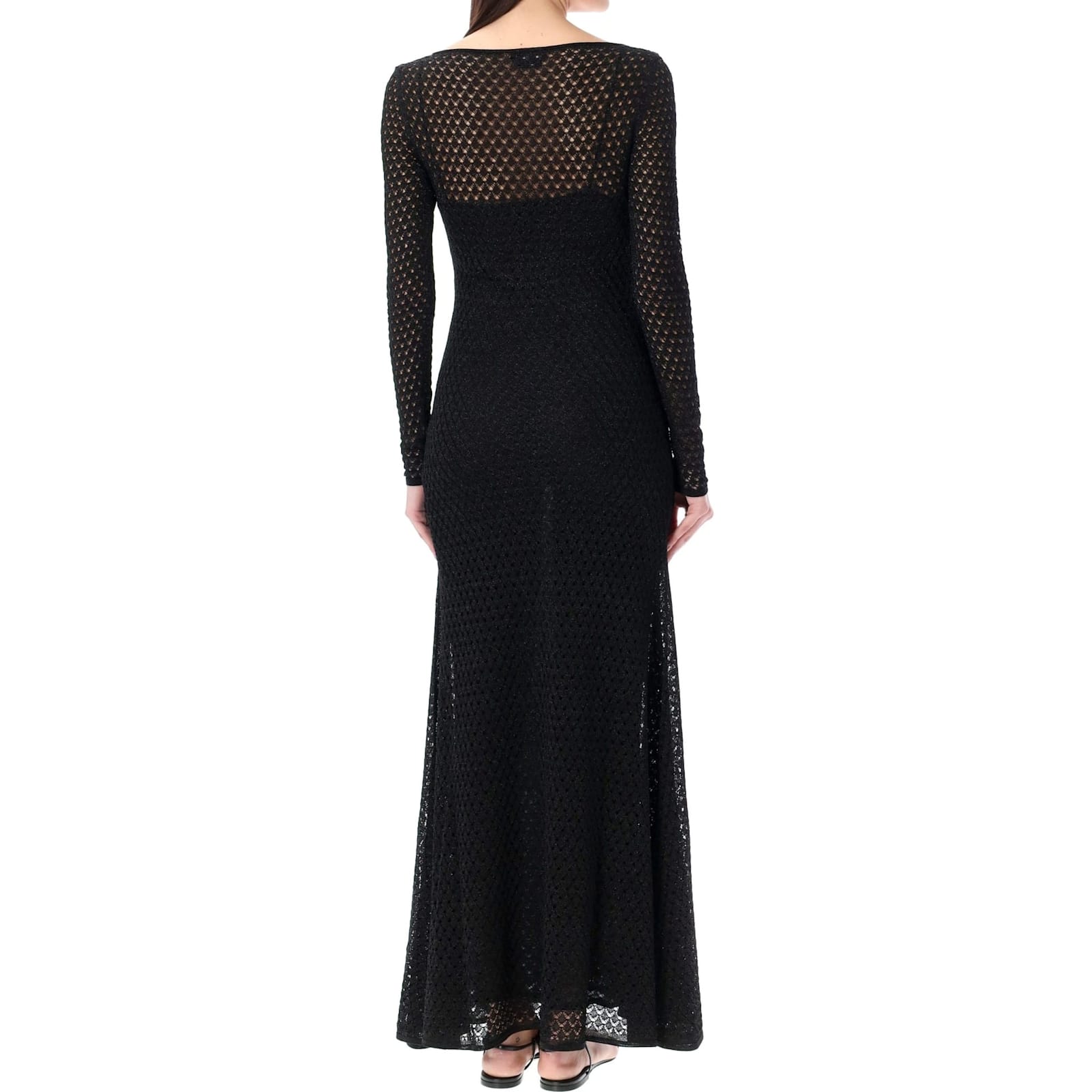 Shop Tom Ford Lurex Crochet Maxi Dress In Black