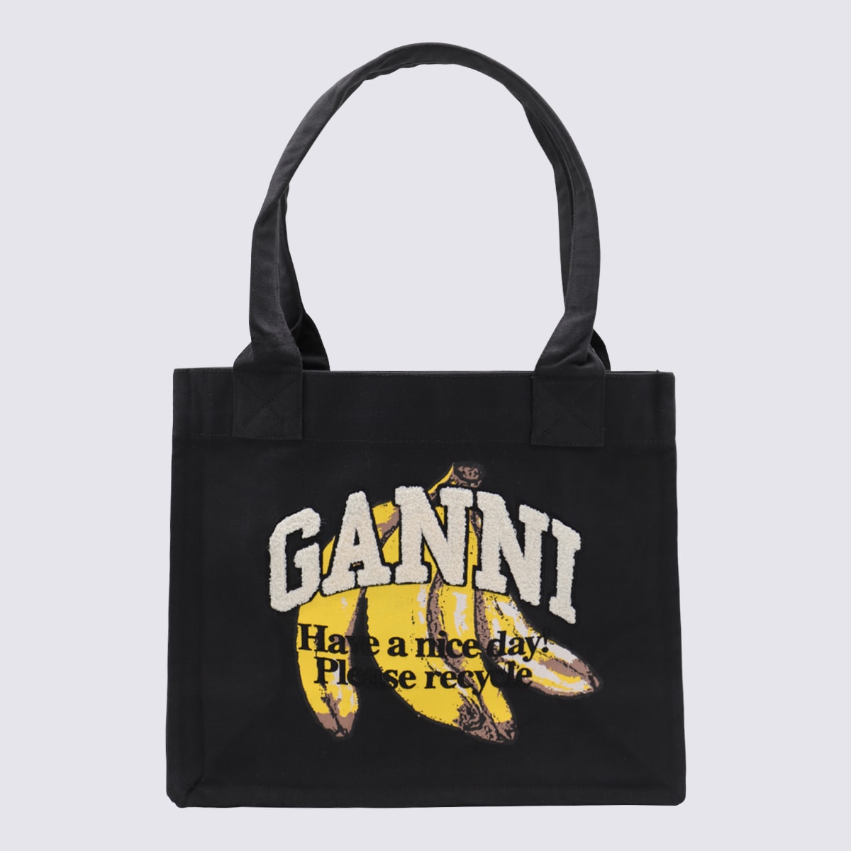 Ganni Black Cotton Tote