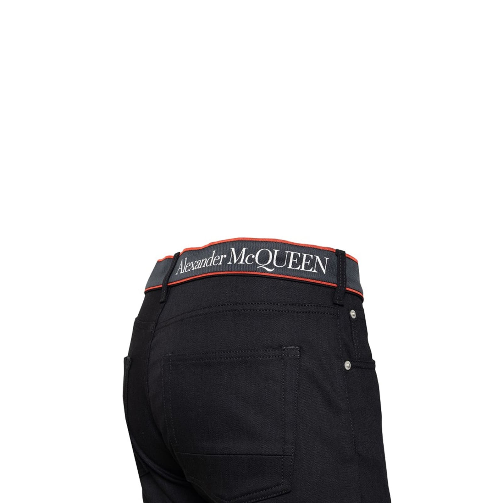 Shop Alexander Mcqueen Logo Denim Jeans In Black