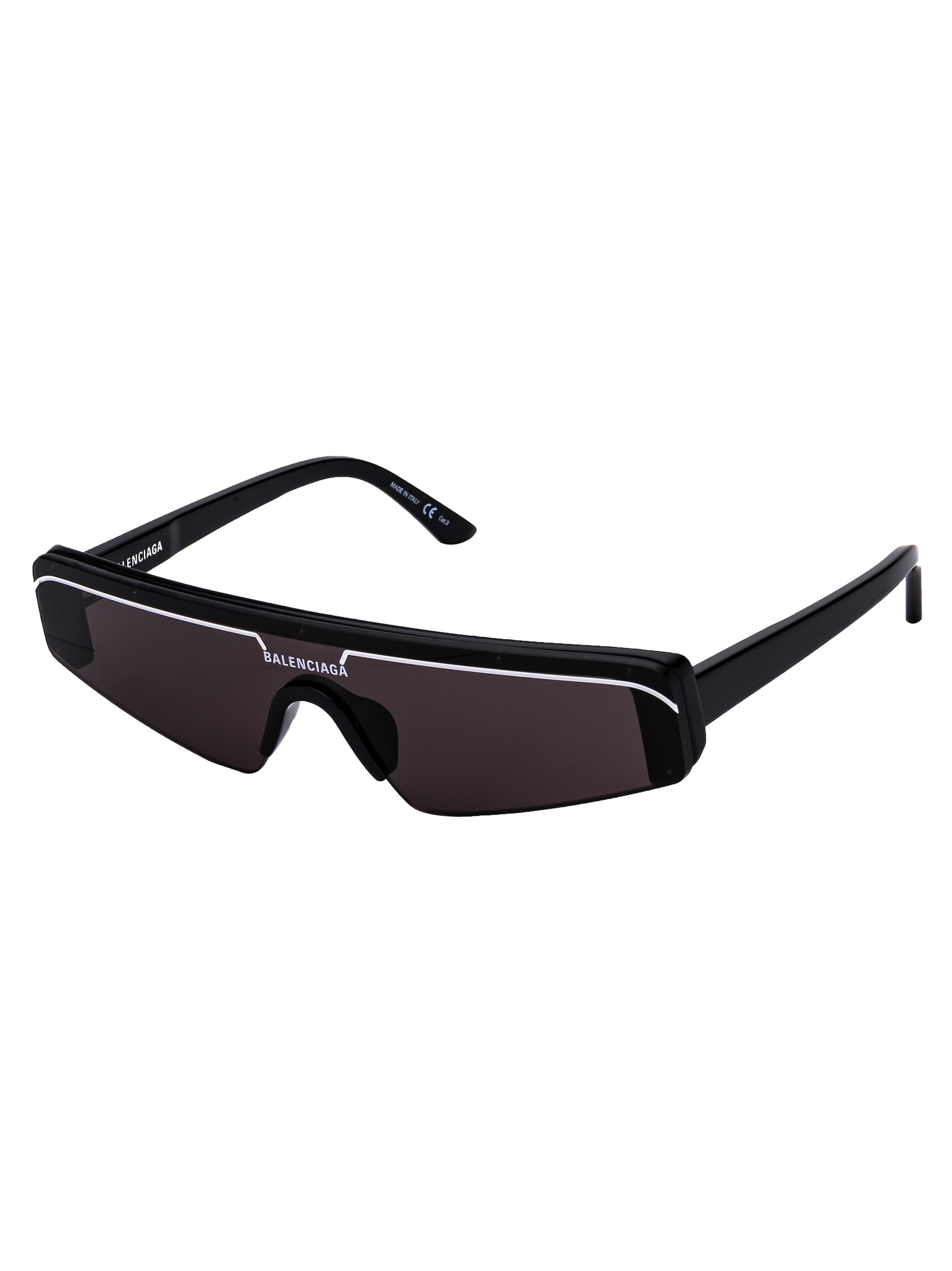 Shop Balenciaga Bb0003s Sunglasses In 001 Black Black Grey