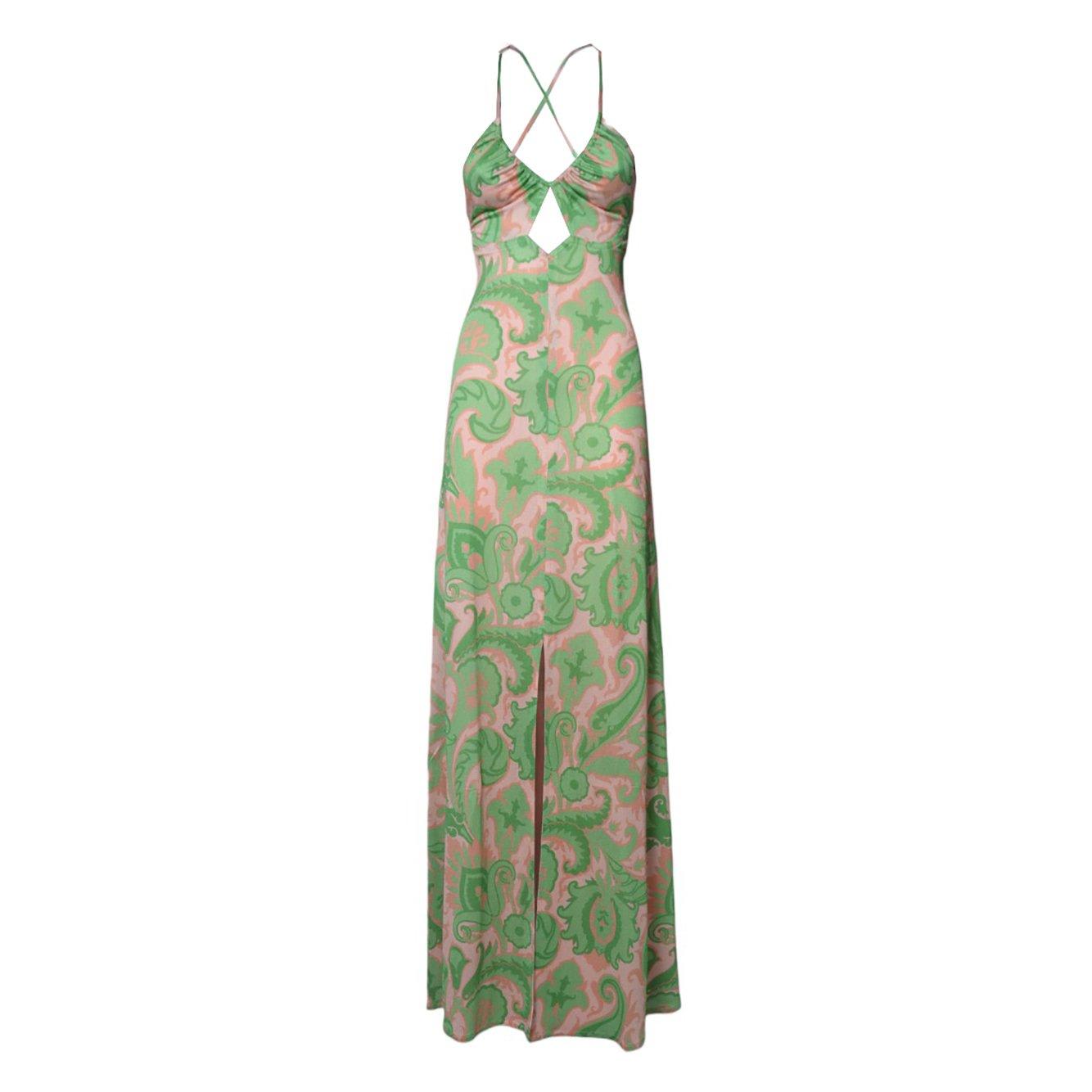 Etro Cutout Printed Satin Maxi Dress