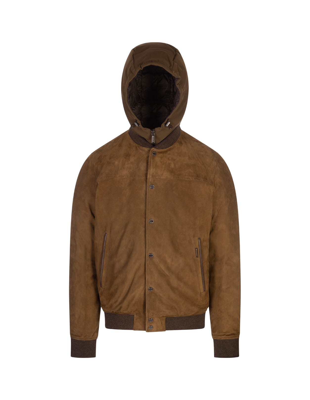 Shop Moorer Callum College Bomber Jacket In Tobacco Suede In Brown