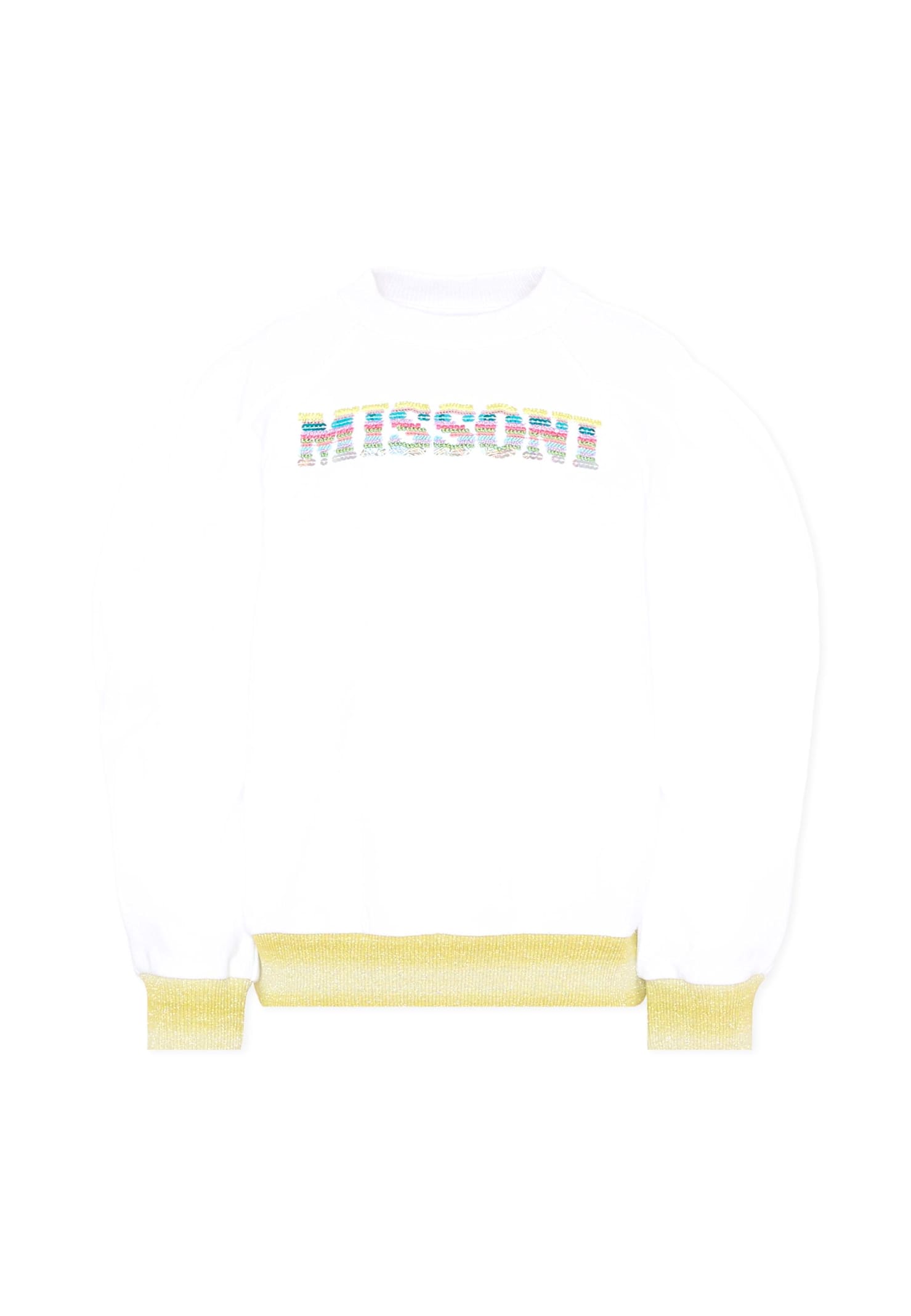 Missoni White Sweatshirt For Girl With Logo In White