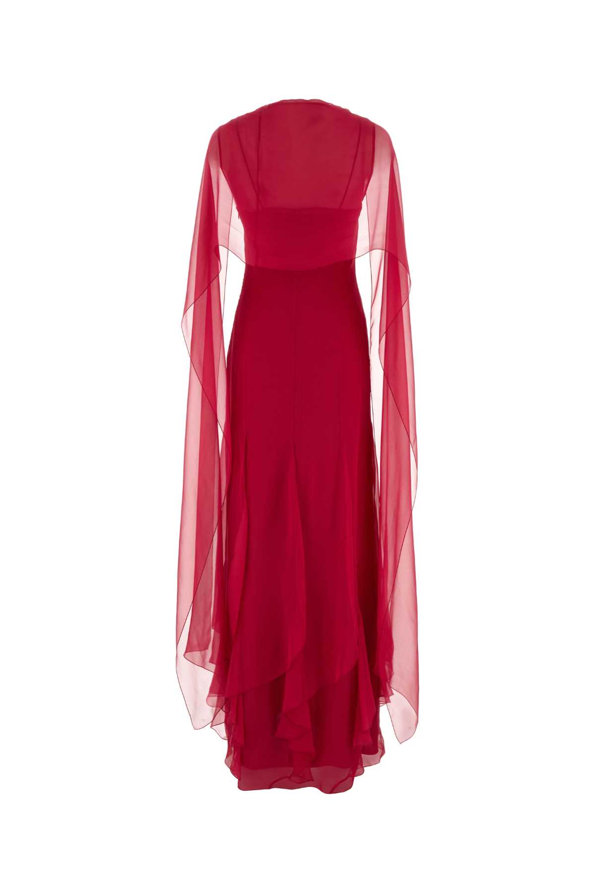 Shop Alberta Ferretti Fuchsia Crepe Long Dress In Fuxia
