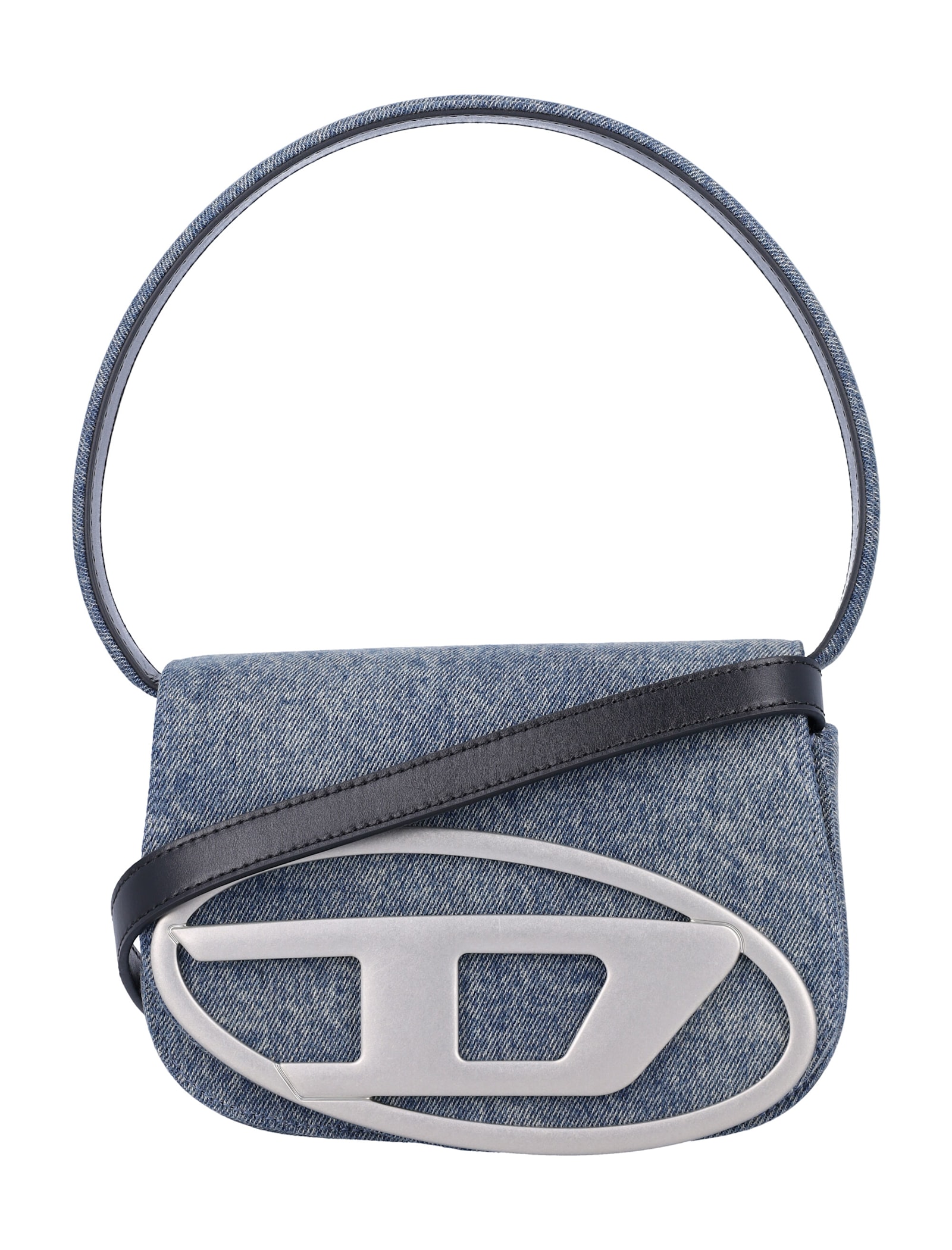 Diesel Denim Leather D Shoulder Bag In Blue