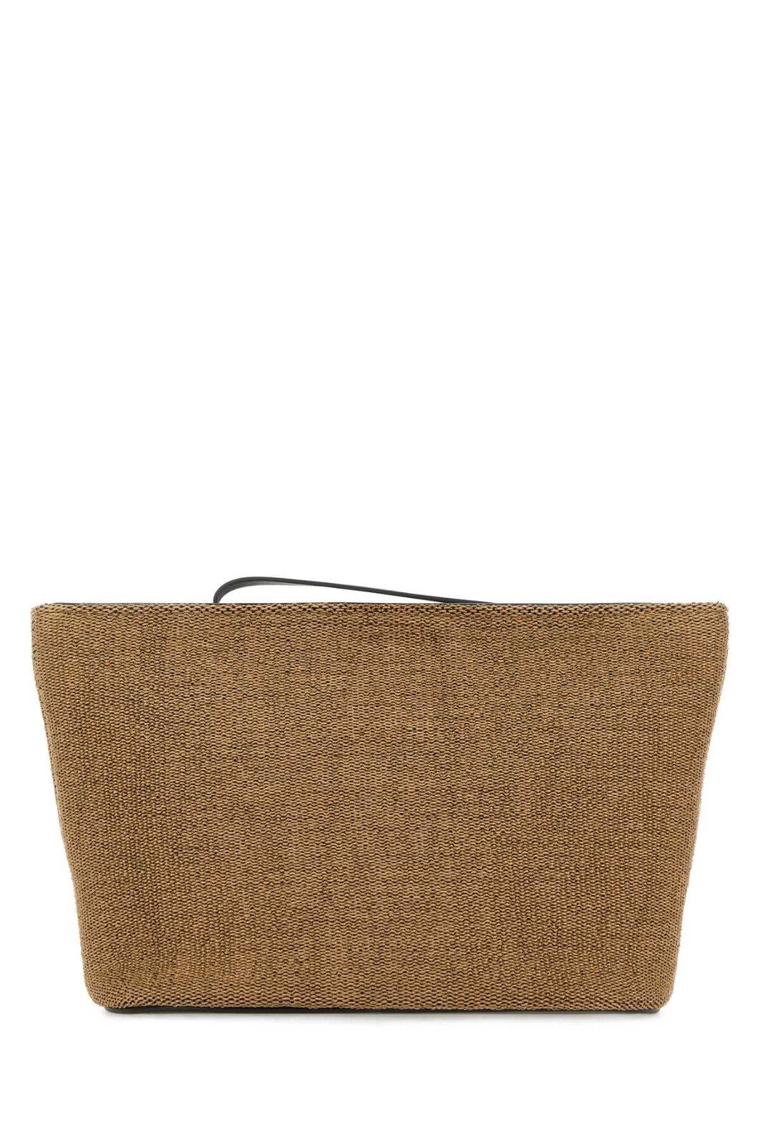 Shop Ferragamo Venna-logo Zipped Clutch Bag In Brown