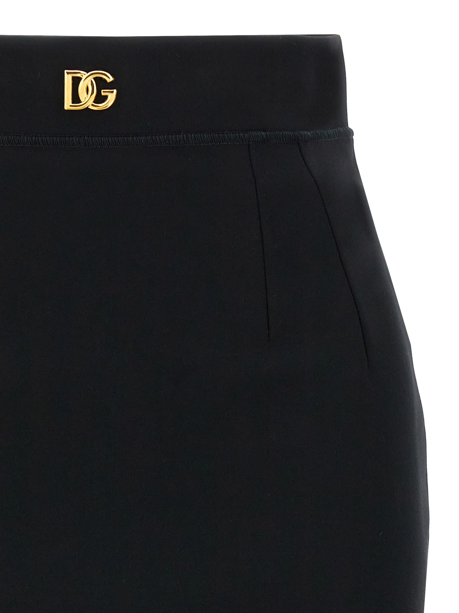 Dolce & Gabbana Logo Stretch Skirt In Nero