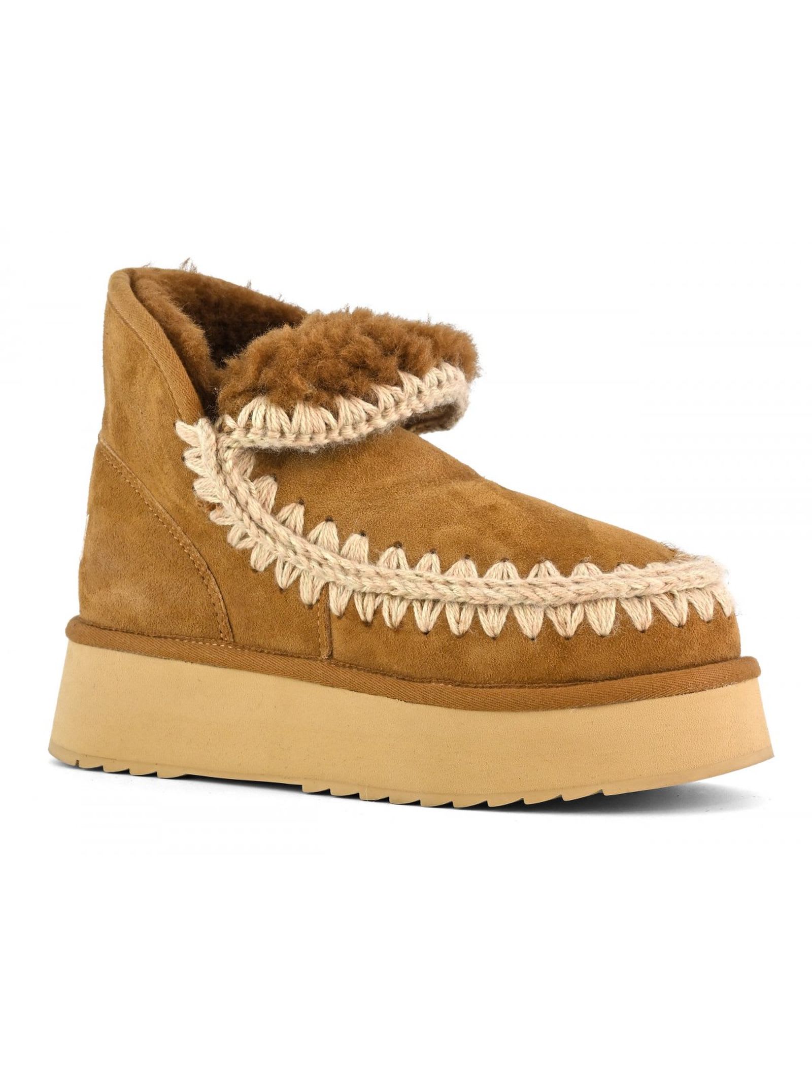 Mou Mini Eskimo Platform Boot In Cognac Suede In Brown