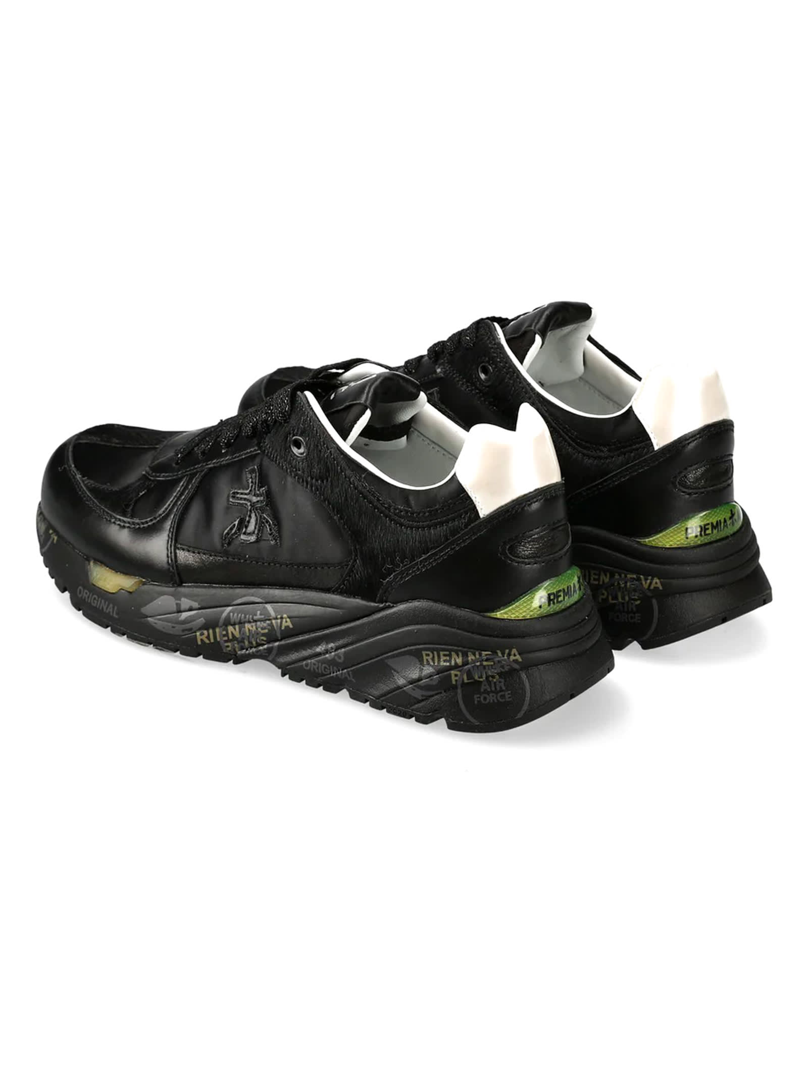 Shop Premiata Black Leather Mase Sneakers