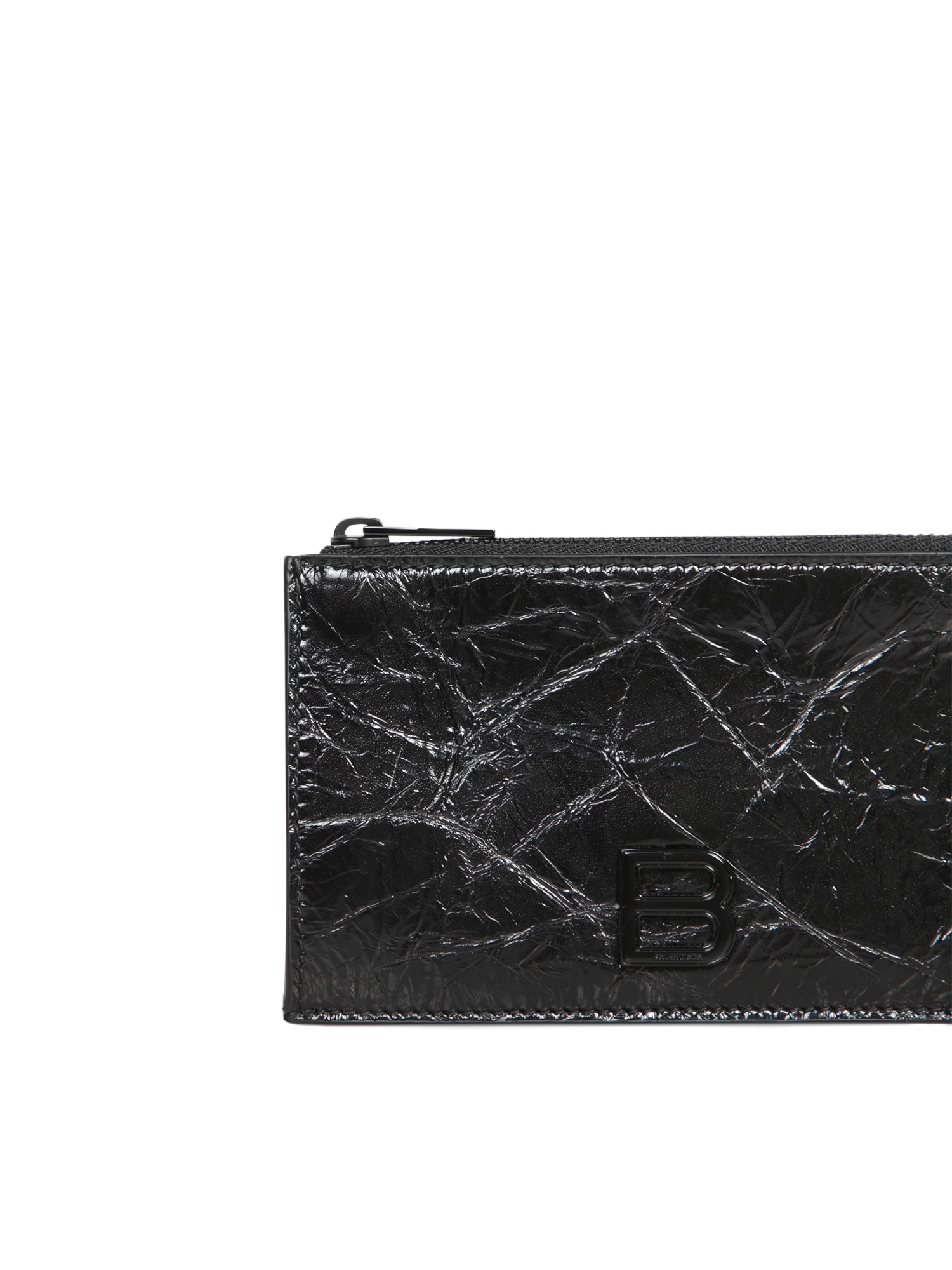 Balenciaga Crush Zipped Cardholder In Black