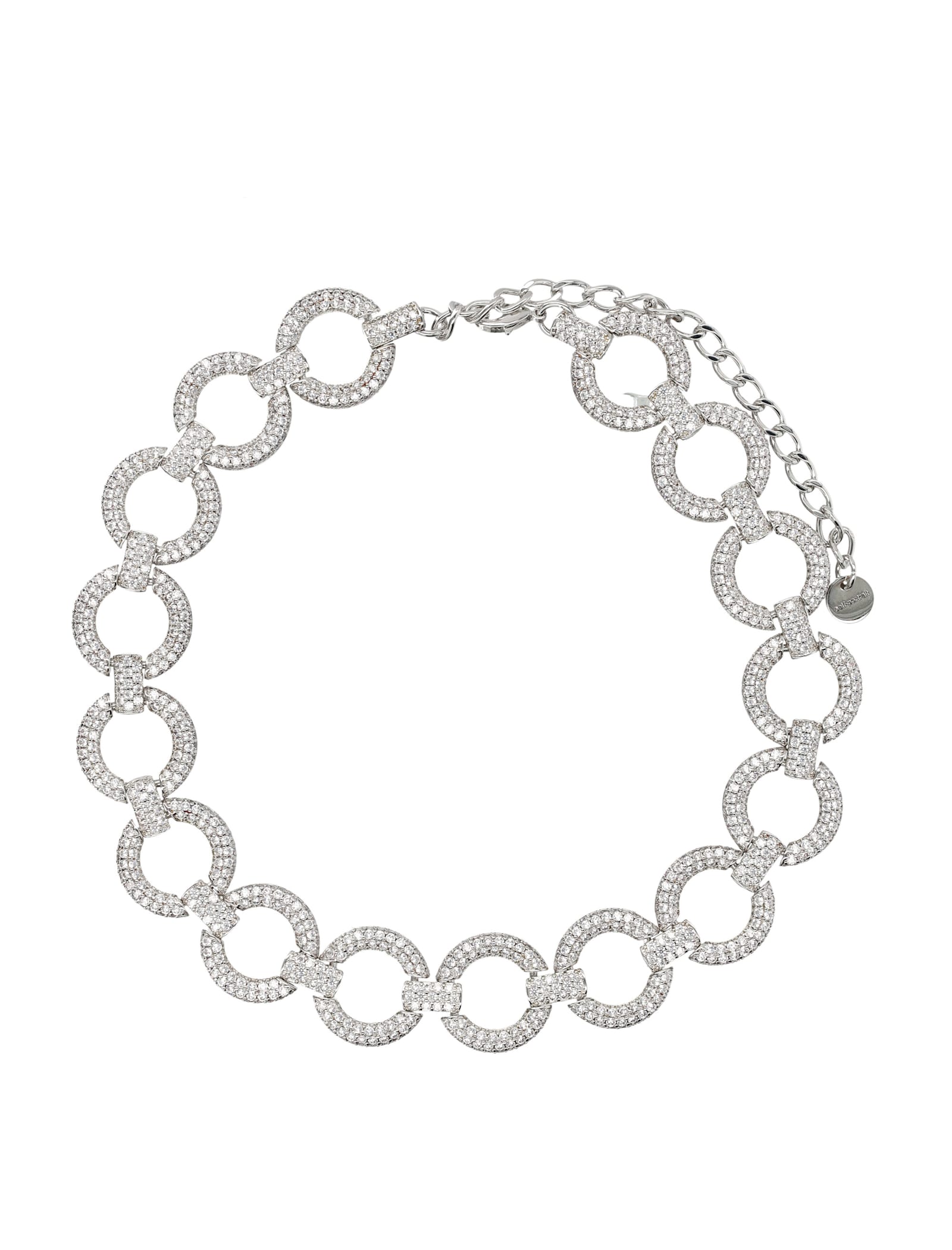 Self-portrait Crystal Link Choker Necklace In Silver