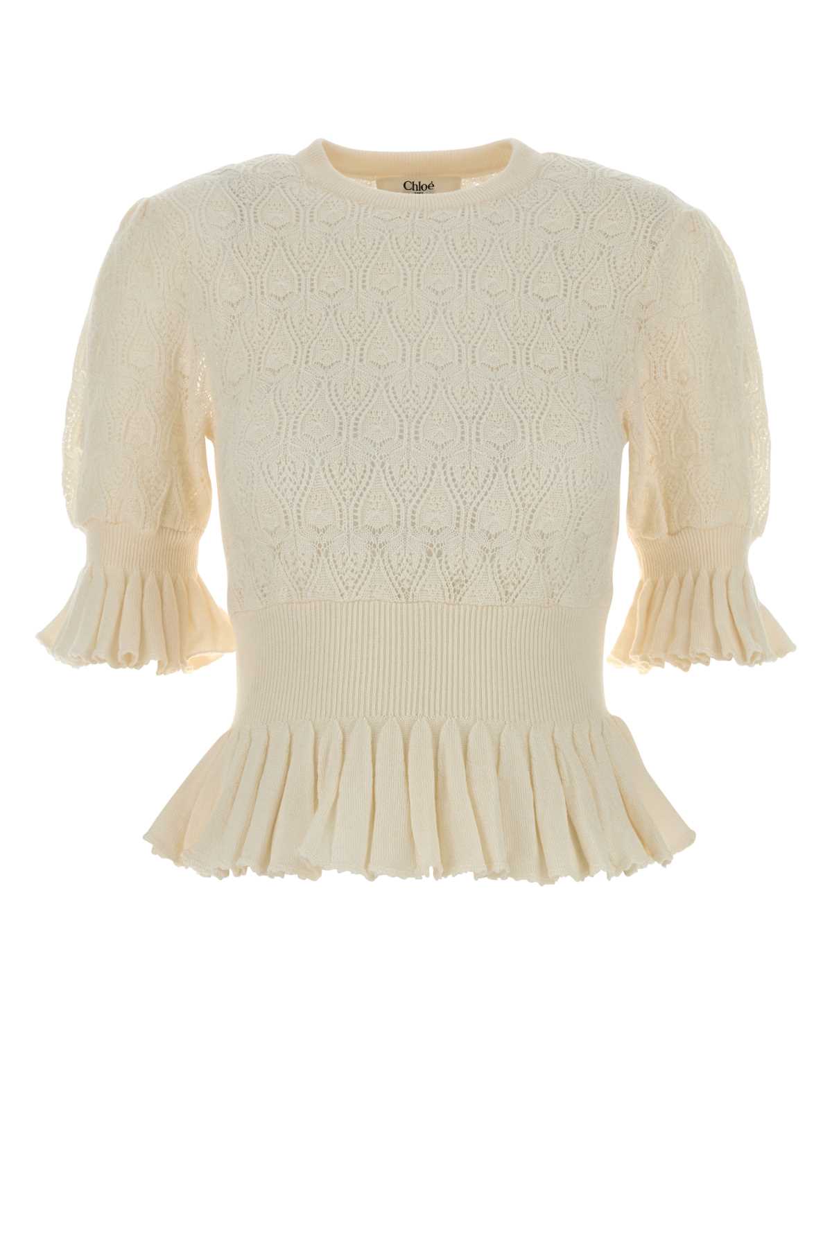 Chloé Ivory Wool And Viscose Sweater In White